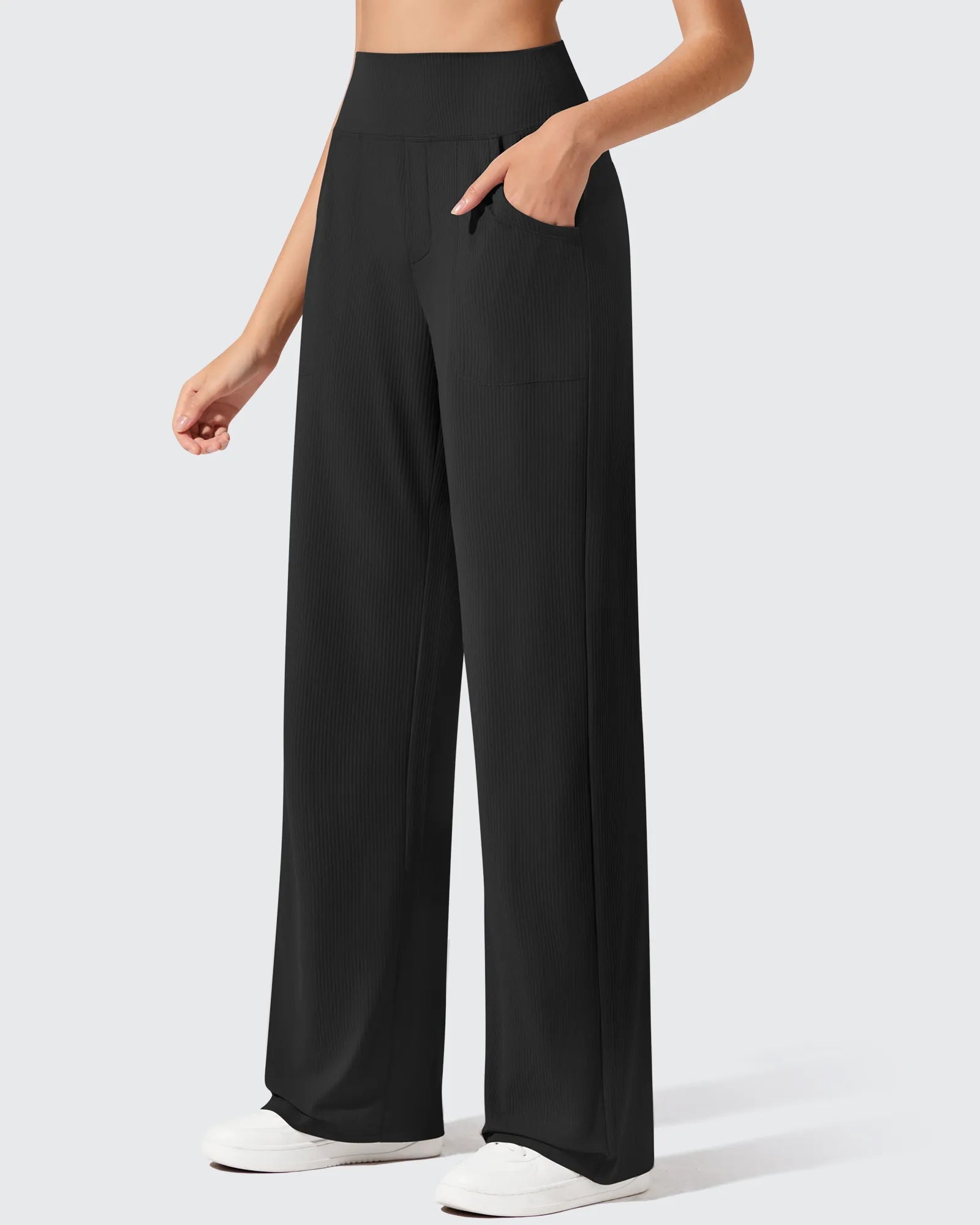 Active Essentials | High Waisted Yoga Pants for Women with Ribbed Texture | Lightweight Coverage for Comfort and Style