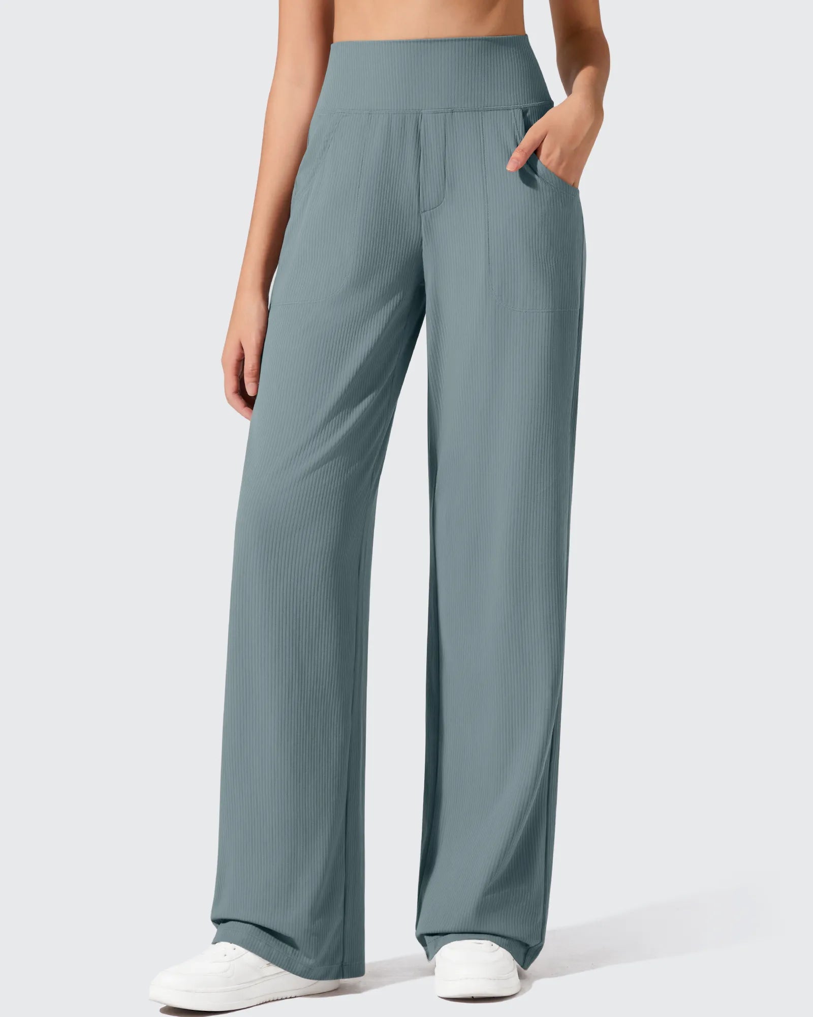 Active Essentials | High Waisted Yoga Pants for Women with Ribbed Texture | Lightweight Coverage for Comfort and Style