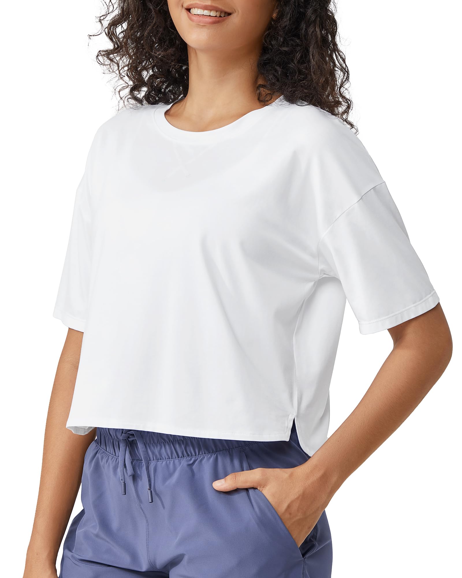 Activewear Collection | Scoop Neck Short Sleeve Crop Tops with Relaxed Fit | Comfortable Workout Apparel for Maximum Flexibility