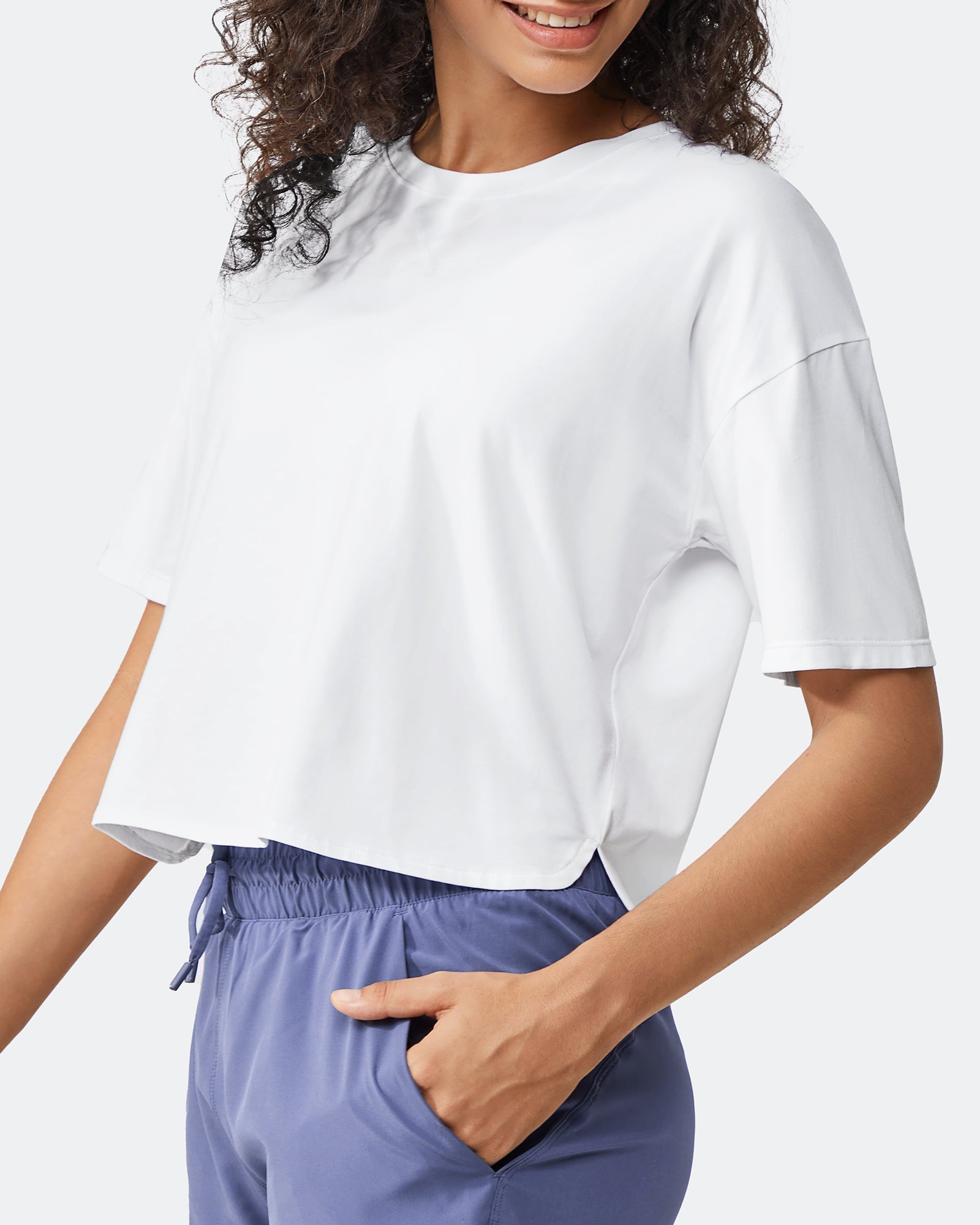 Activewear Collection | Scoop Neck Short Sleeve Crop Tops with Relaxed Fit | Comfortable Workout Apparel for Maximum Flexibility