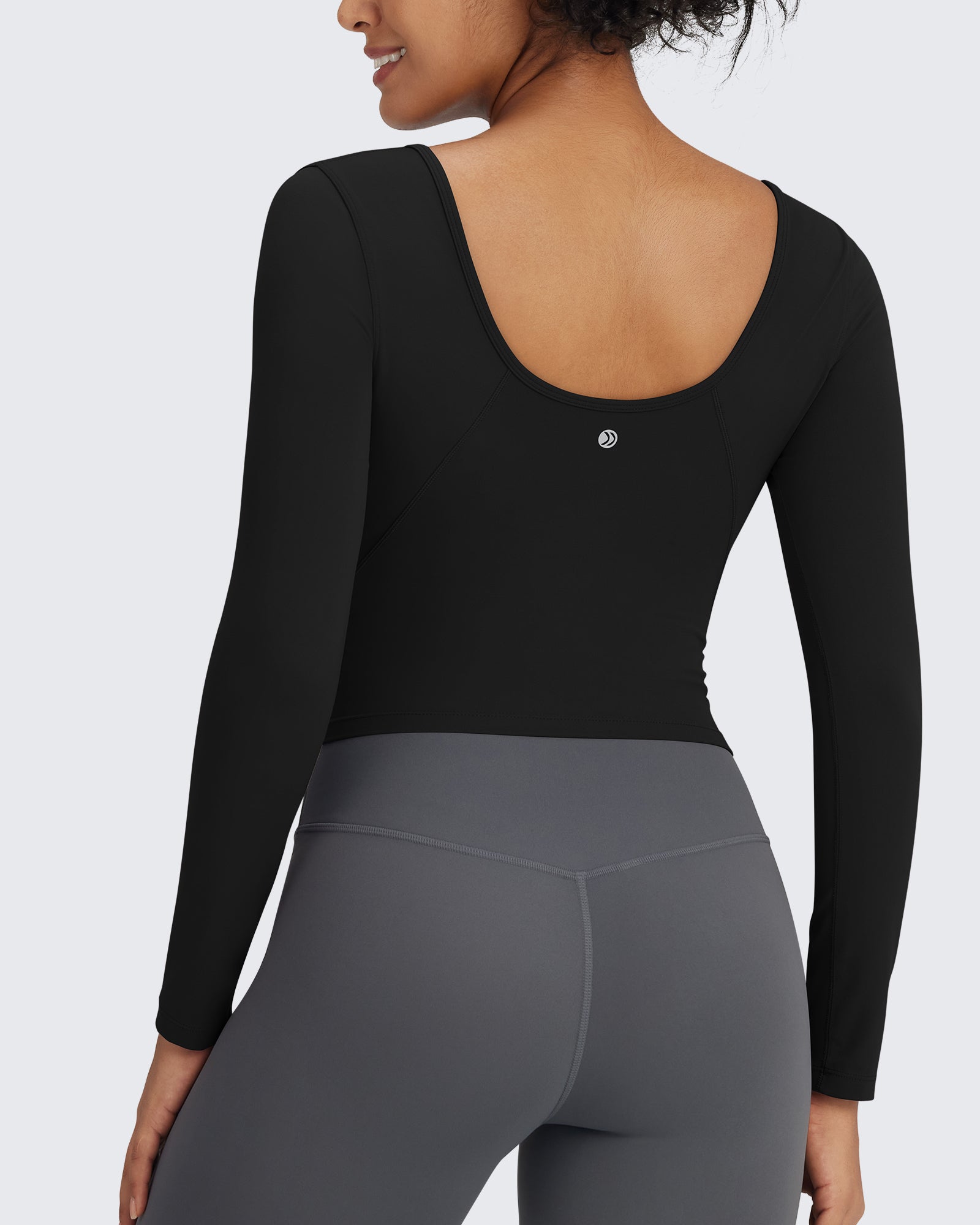 BareFeel | Slim Scoop Neck Long Sleeve Shirt with Open Back | Soft Stretch Fabric for Ultimate Comfort