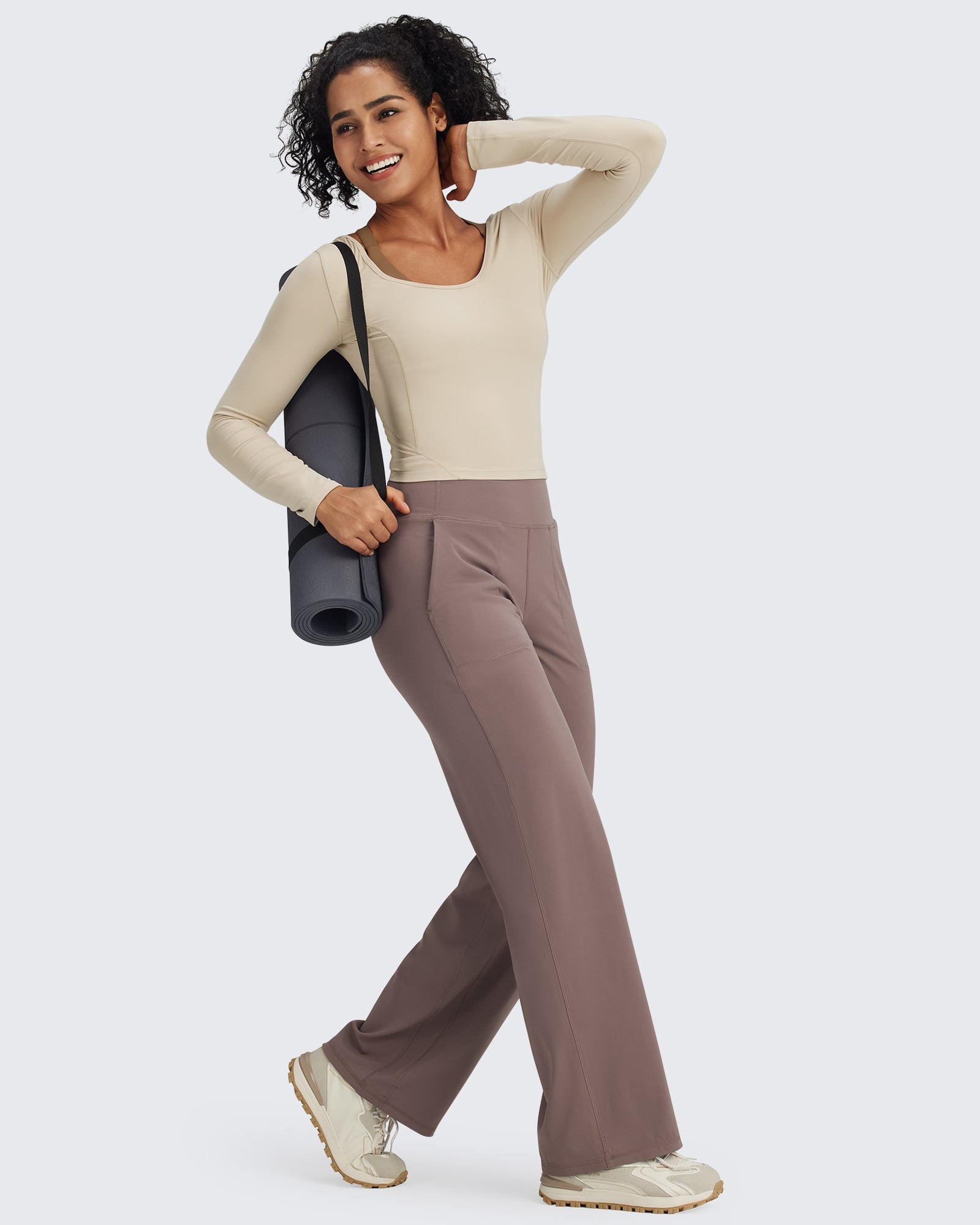 BareFeel | Slim Scoop Neck Long Sleeve Shirt with Open Back | Soft Stretch Fabric for Ultimate Comfort