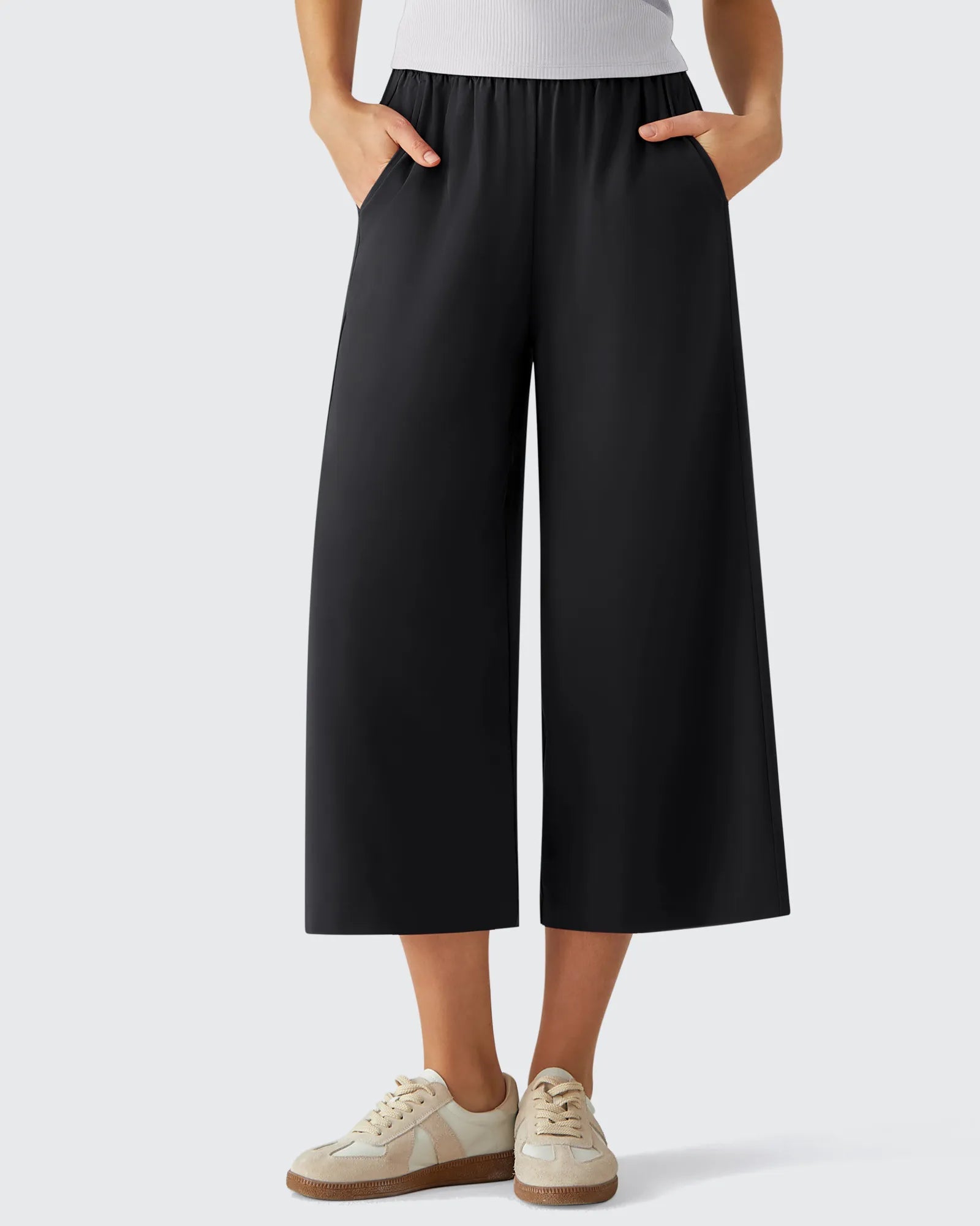 Chillwhisp | Capri Pants for Women with Elastic Waist & Flowy Design | Trendy Wide Leg Style for Ultimate Comfort