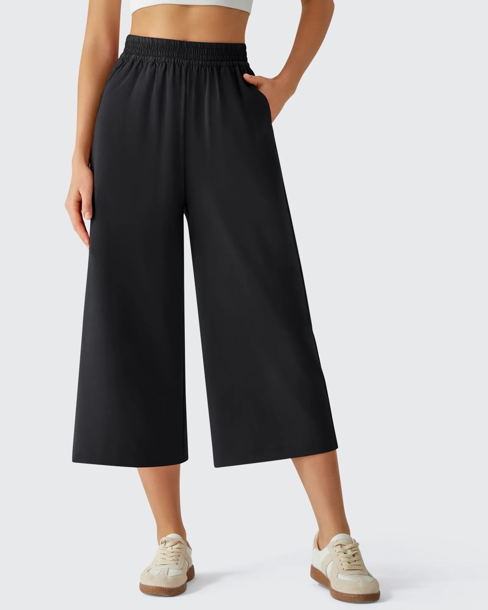 Chillwhisp | Capri Pants for Women with Elastic Waist & Flowy Design | Trendy Wide Leg Style for Ultimate Comfort