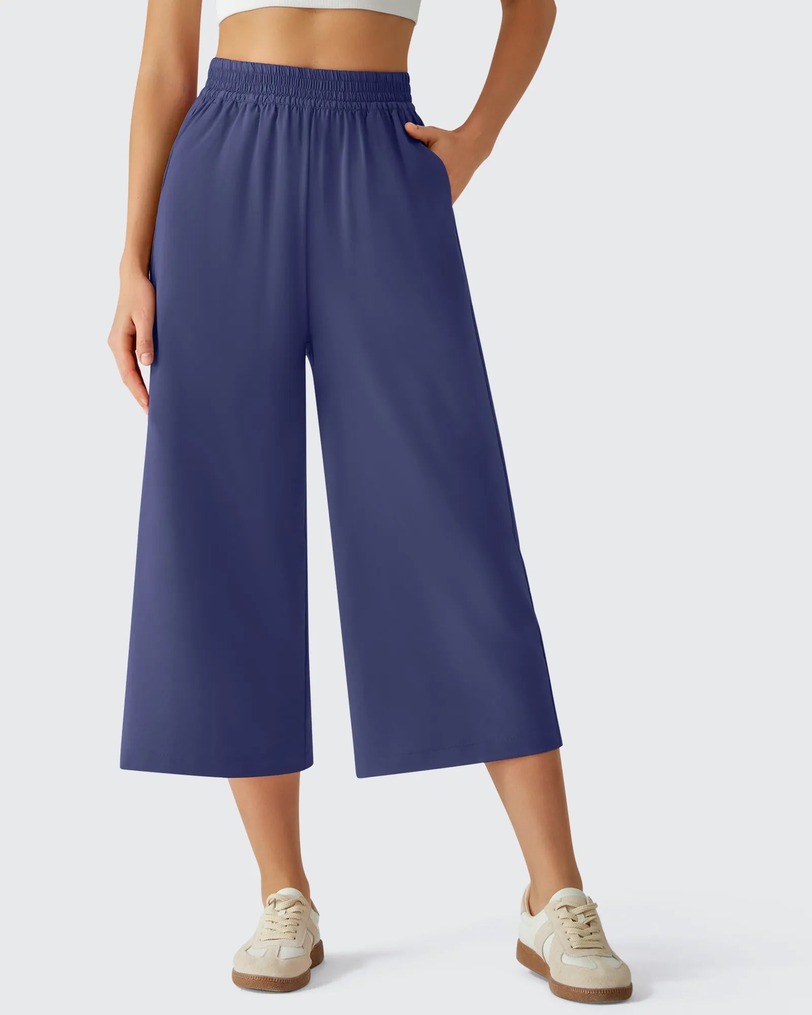 Chillwhisp | Capri Pants for Women with Elastic Waist & Flowy Design | Trendy Wide Leg Style for Ultimate Comfort