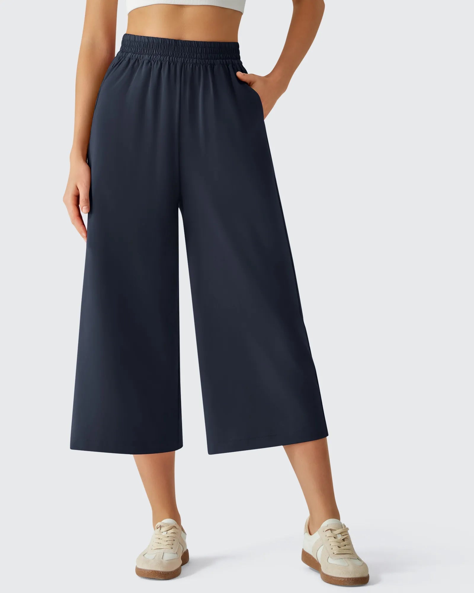 Chillwhisp | Capri Pants for Women with Elastic Waist & Flowy Design | Trendy Wide Leg Style for Ultimate Comfort