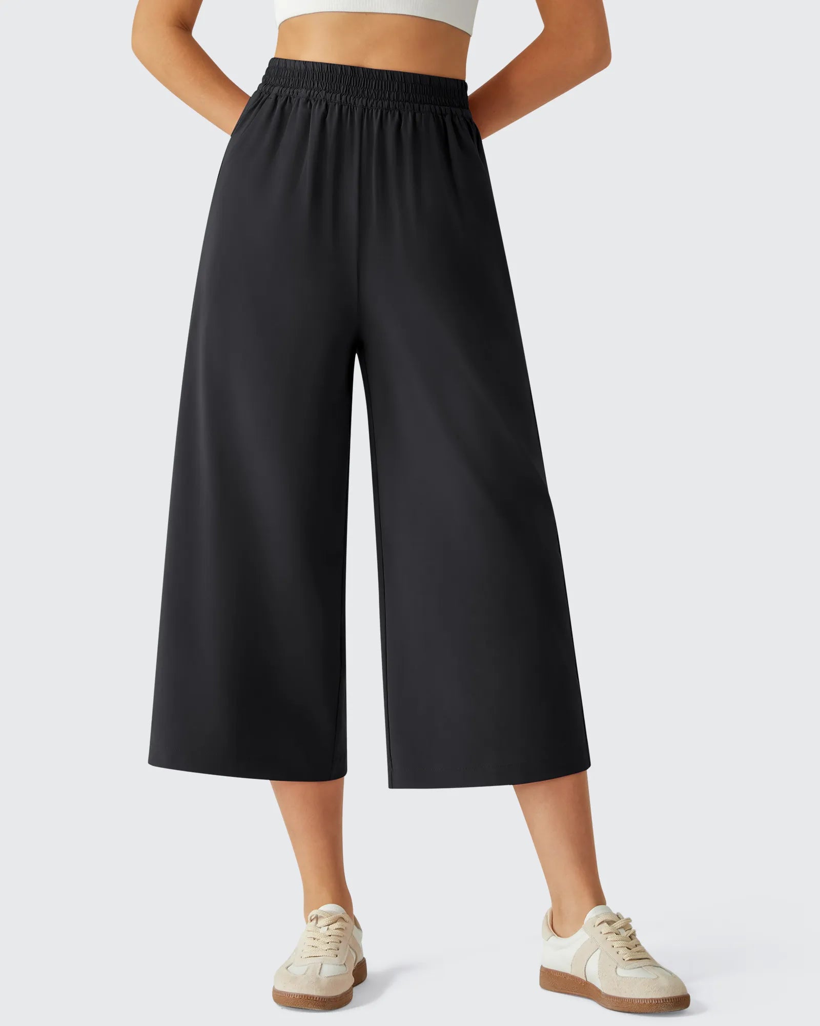 Chillwhisp | Capri Pants for Women with Elastic Waist & Flowy Design | Trendy Wide Leg Style for Ultimate Comfort