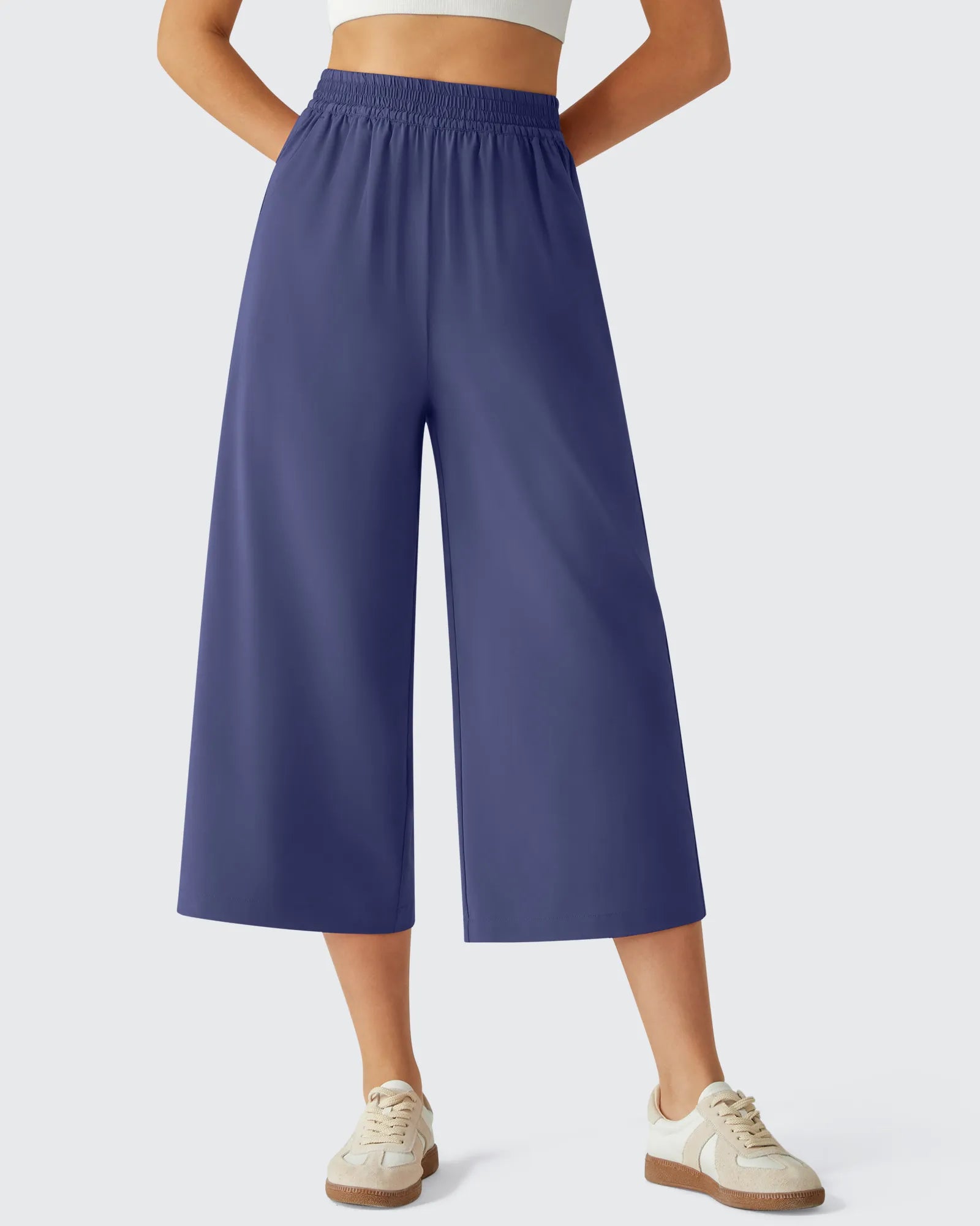 Chillwhisp | Capri Pants for Women with Elastic Waist & Flowy Design | Trendy Wide Leg Style for Ultimate Comfort