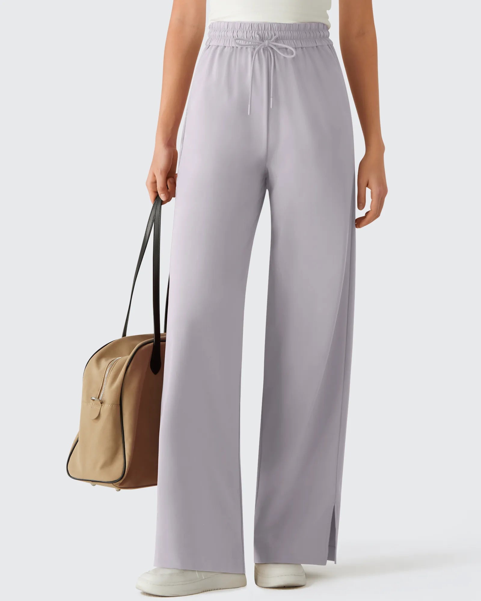 Chillwhisp | Flowy Palazzo Wide Leg Pants with Drawstring & Side Slits | Lightweight Comfort for Effortless Style