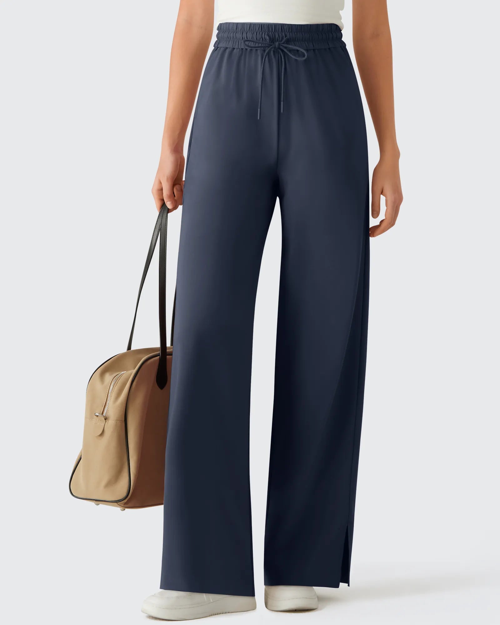 Chillwhisp | Flowy Palazzo Wide Leg Pants with Drawstring & Side Slits | Lightweight Comfort for Effortless Style