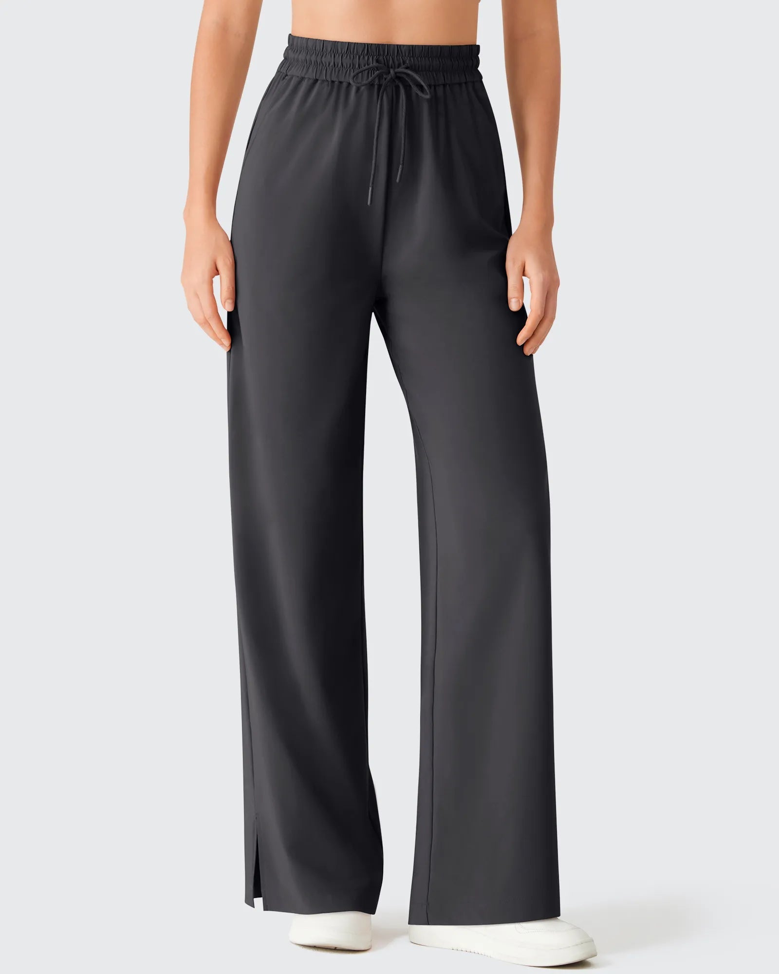 Chillwhisp | Flowy Palazzo Wide Leg Pants with Drawstring & Side Slits | Lightweight Comfort for Effortless Style
