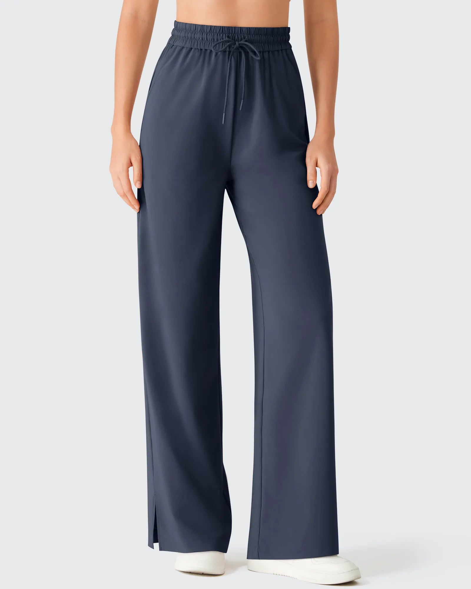 Chillwhisp | Flowy Palazzo Wide Leg Pants with Drawstring & Side Slits | Lightweight Comfort for Effortless Style