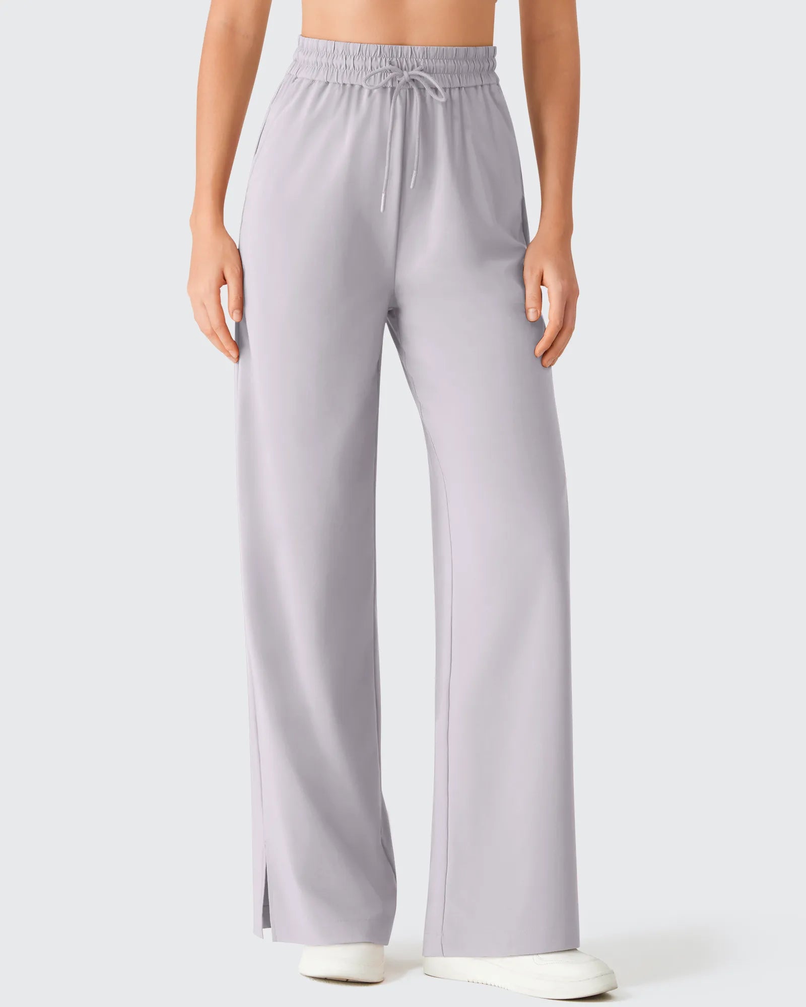 Chillwhisp | Flowy Palazzo Wide Leg Pants with Drawstring & Side Slits | Lightweight Comfort for Effortless Style