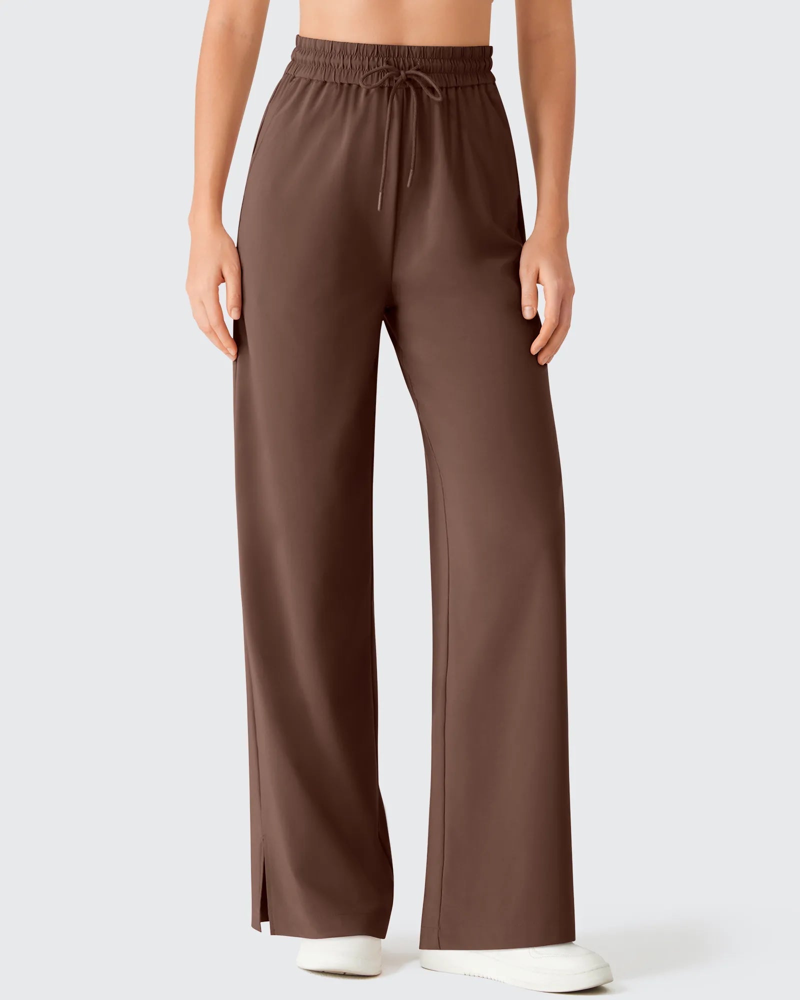 Chillwhisp | Flowy Palazzo Wide Leg Pants with Drawstring & Side Slits | Lightweight Comfort for Effortless Style