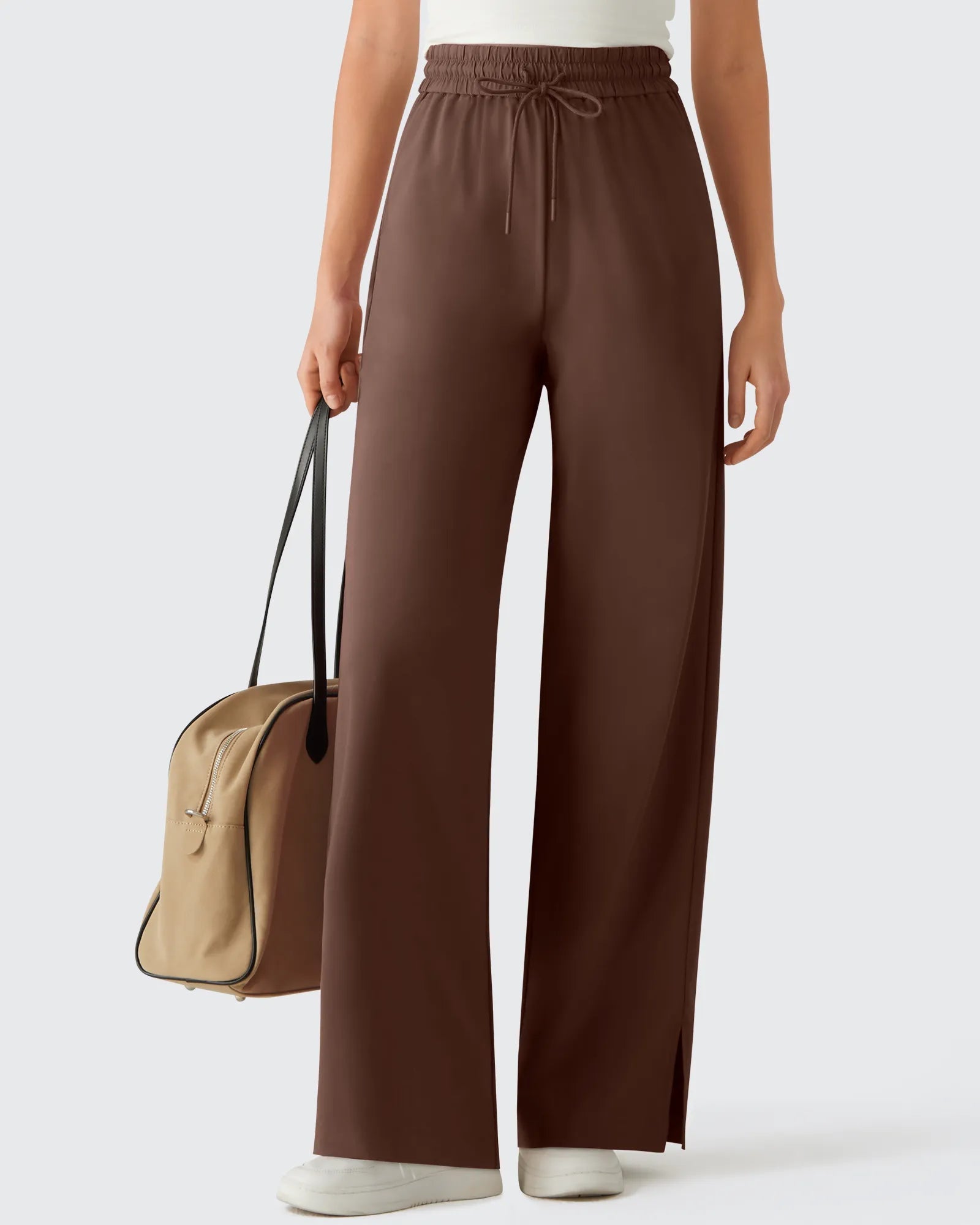 Chillwhisp | Flowy Palazzo Wide Leg Pants with Drawstring & Side Slits | Lightweight Comfort for Effortless Style