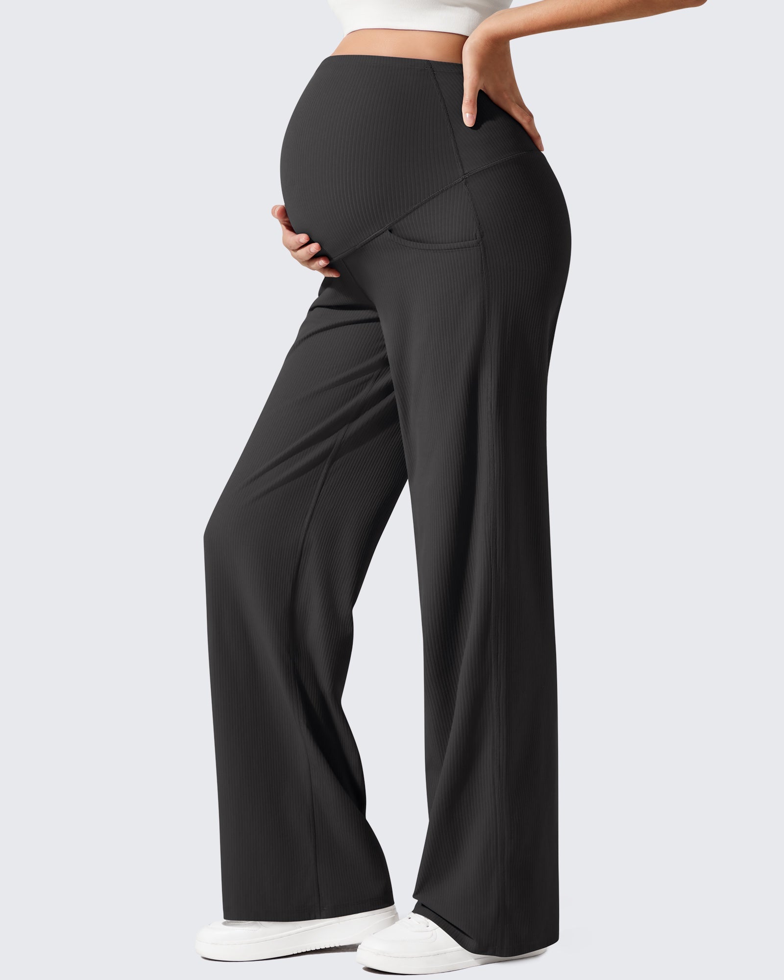 Comfort Fit | Maternity Yoga Pants with Ribbed Texture & Gentle Stretch | Versatile Design for Pregnancy Comfort