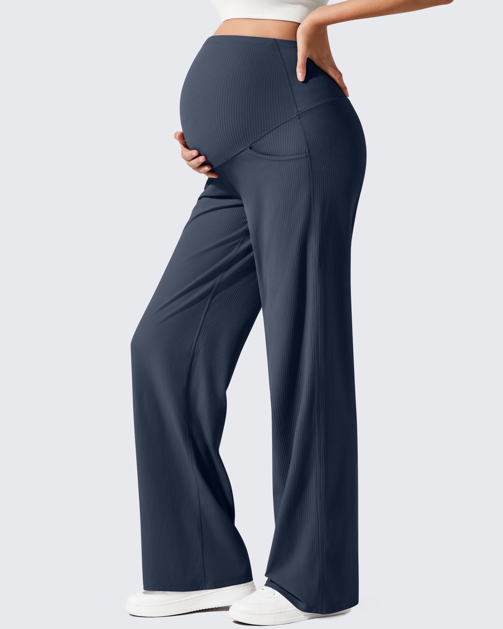 Comfort Fit | Maternity Yoga Pants with Ribbed Texture & Gentle Stretch | Versatile Design for Pregnancy Comfort