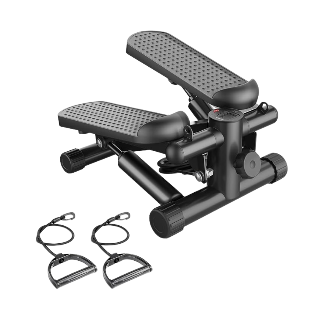 Compact Mini Stepper Machine with Hydraulic Drive & Resistance Bands for Full-Body Fitness
