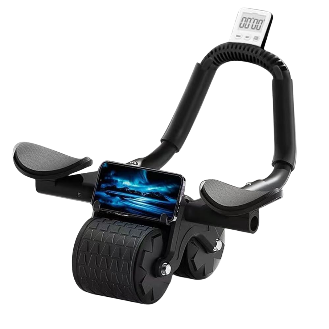 Core Strength | Ab Roller Wheel with Automatic Rebound & Dual Wheels | Compact Design for Effective Workouts
