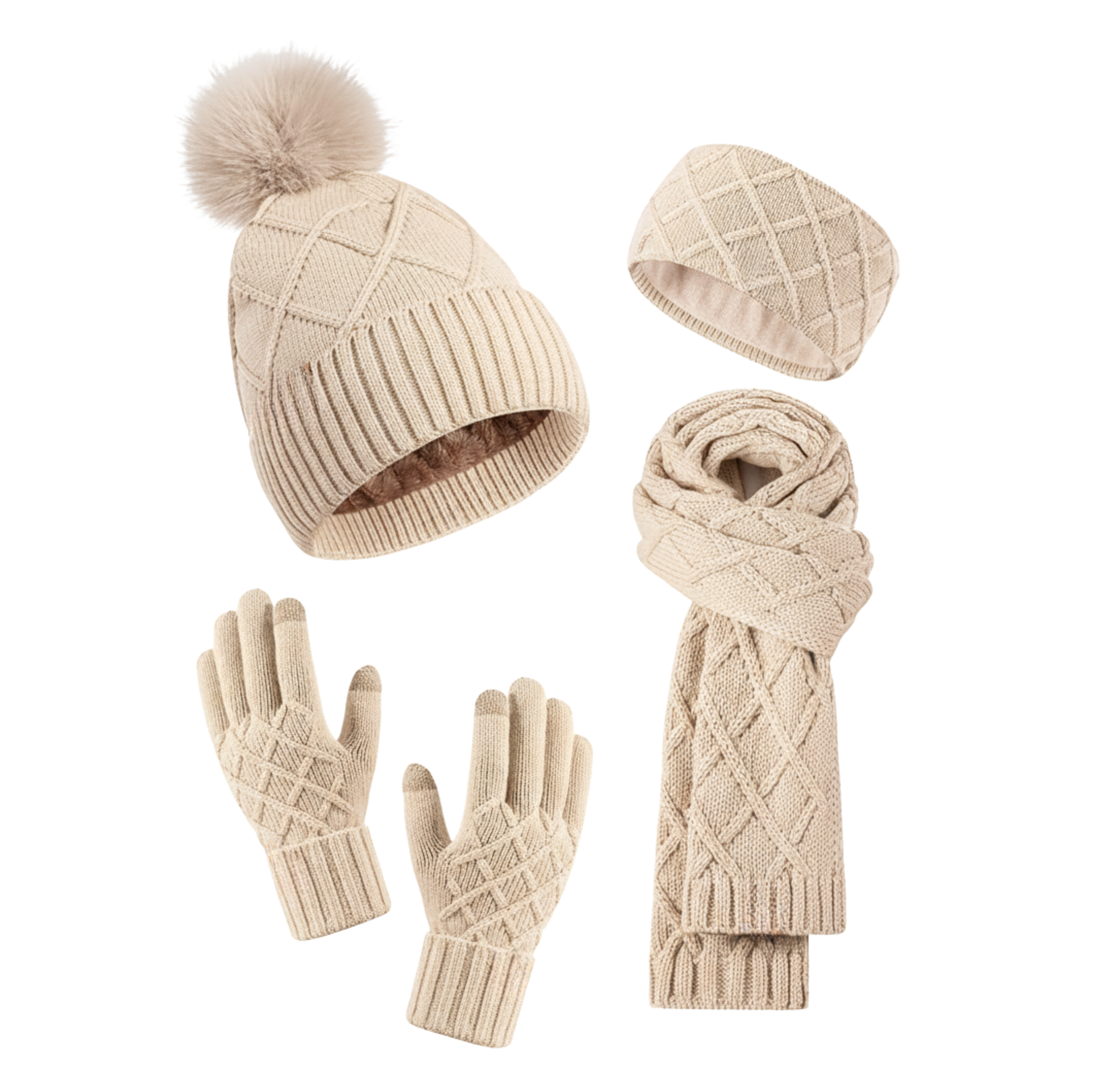 Cozy Collection | Winter Accessories Set with Fleece Lining | Stylish Winter Hats, Scarves, Gloves & Headband for Ultimate Warmth