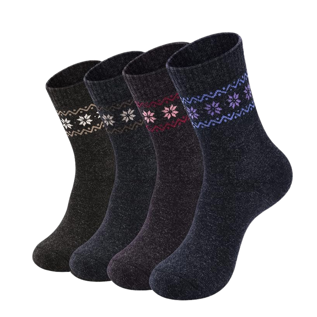 Cozy Essentials | Women's Wool Socks with Reinforced Design | 4-Pack for Ultimate Cold Weather Comfort