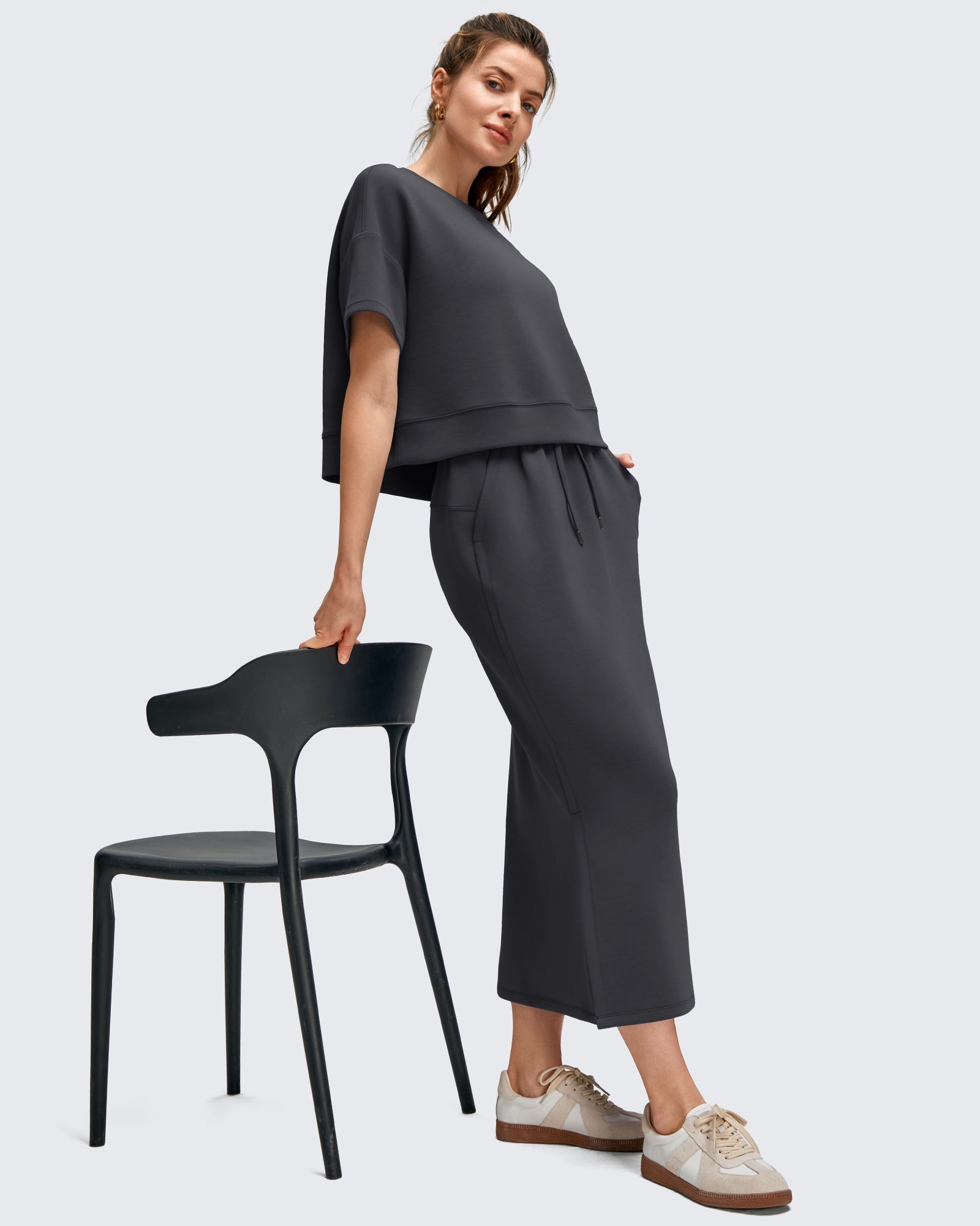 Effortless Elegance | Long Black Skirt with Side Slits & Drawstring Waist | Casual Versatility for All-Day Comfort