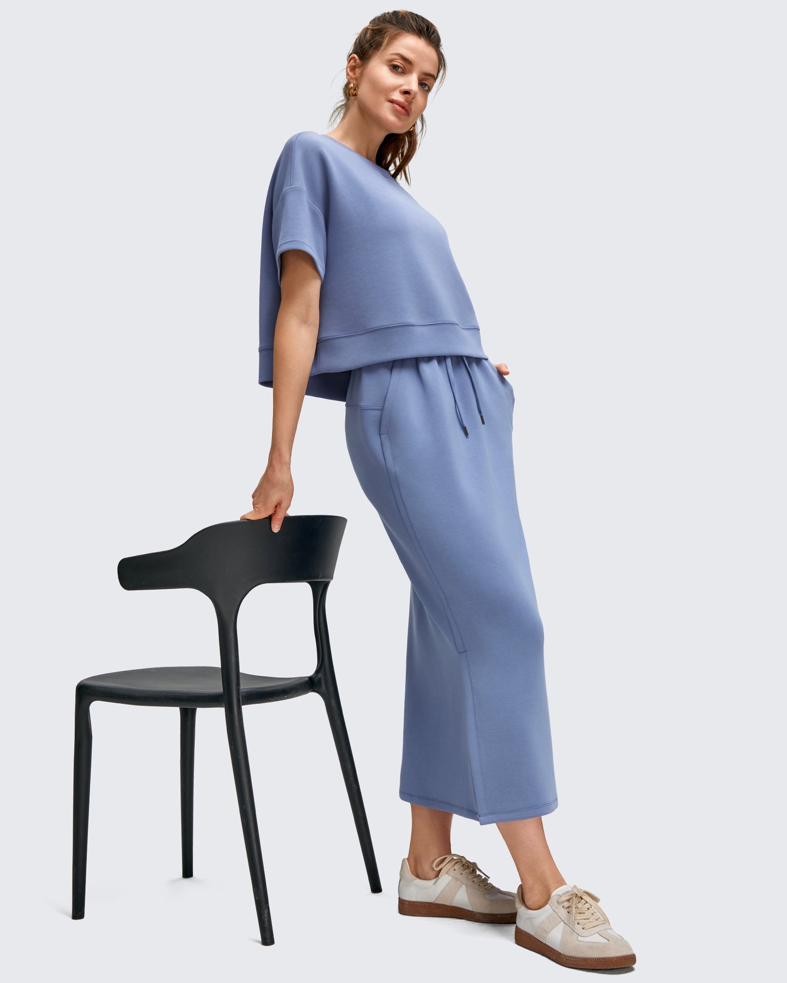 Effortless Elegance | Long Black Skirt with Side Slits & Drawstring Waist | Casual Versatility for All-Day Comfort