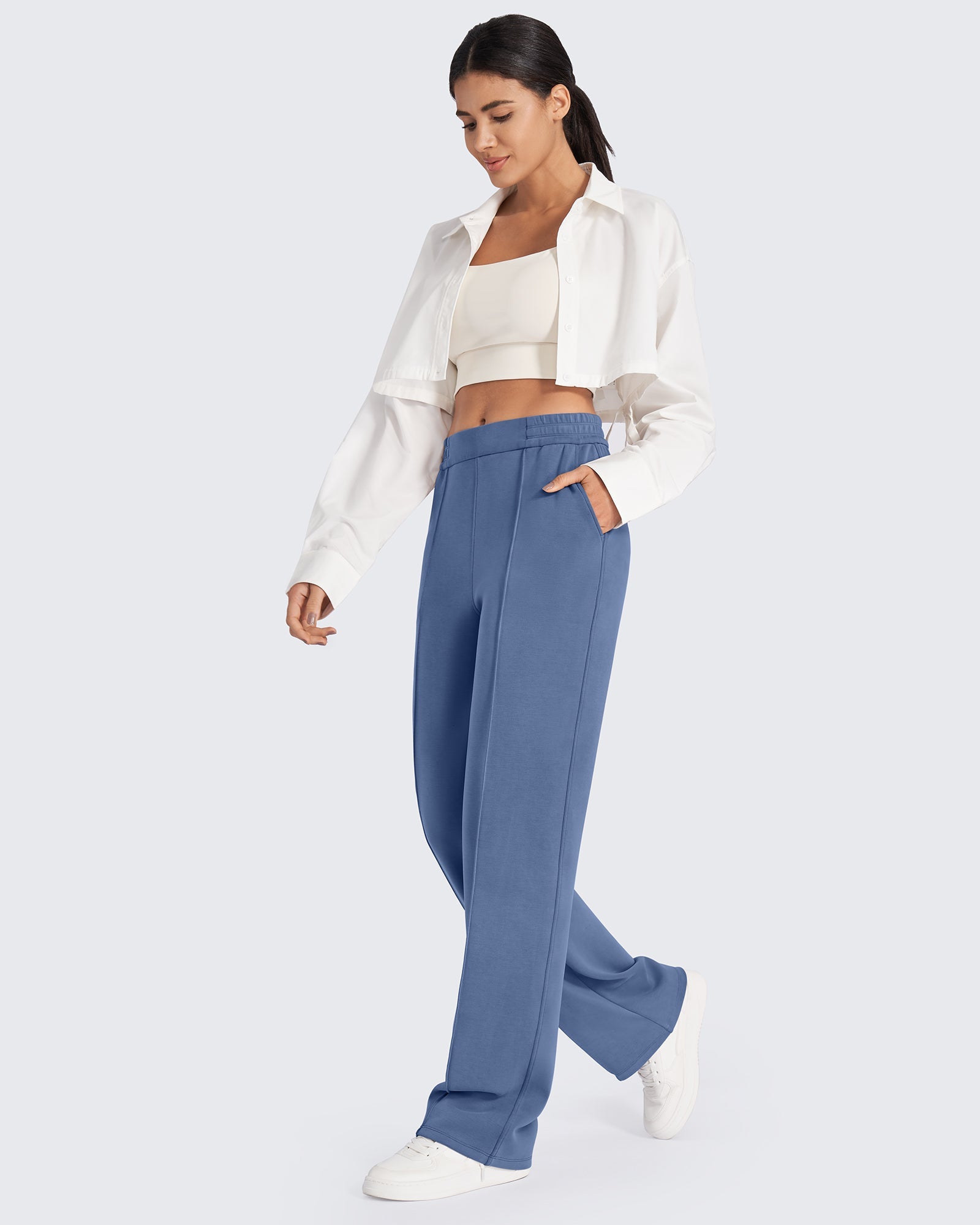Effortless Style | High-Rise Dress Pants for Women with Elastic Waistband | Relaxed Fit for All-Day Comfort