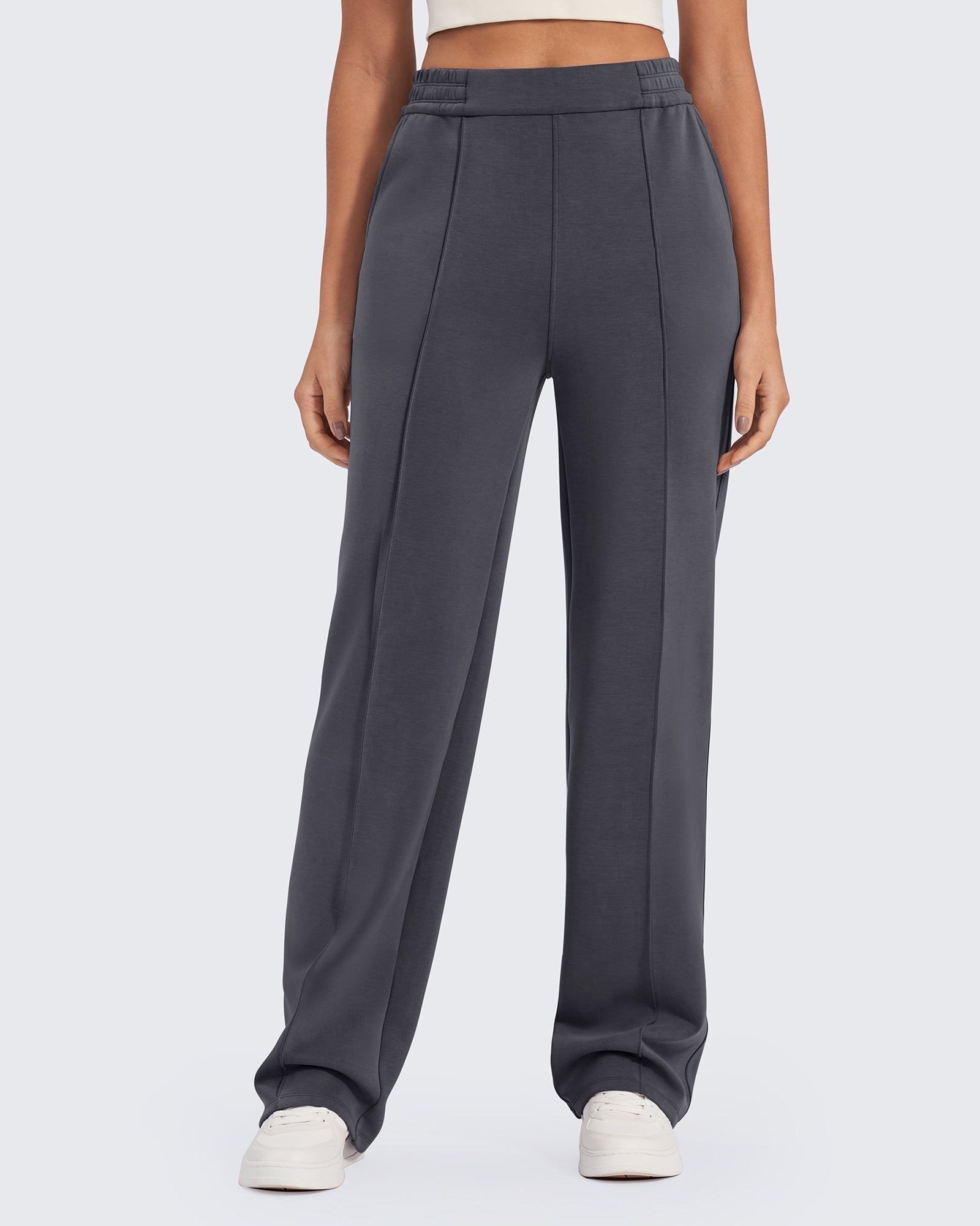 Effortless Style | High-Rise Dress Pants for Women with Elastic Waistband | Relaxed Fit for All-Day Comfort