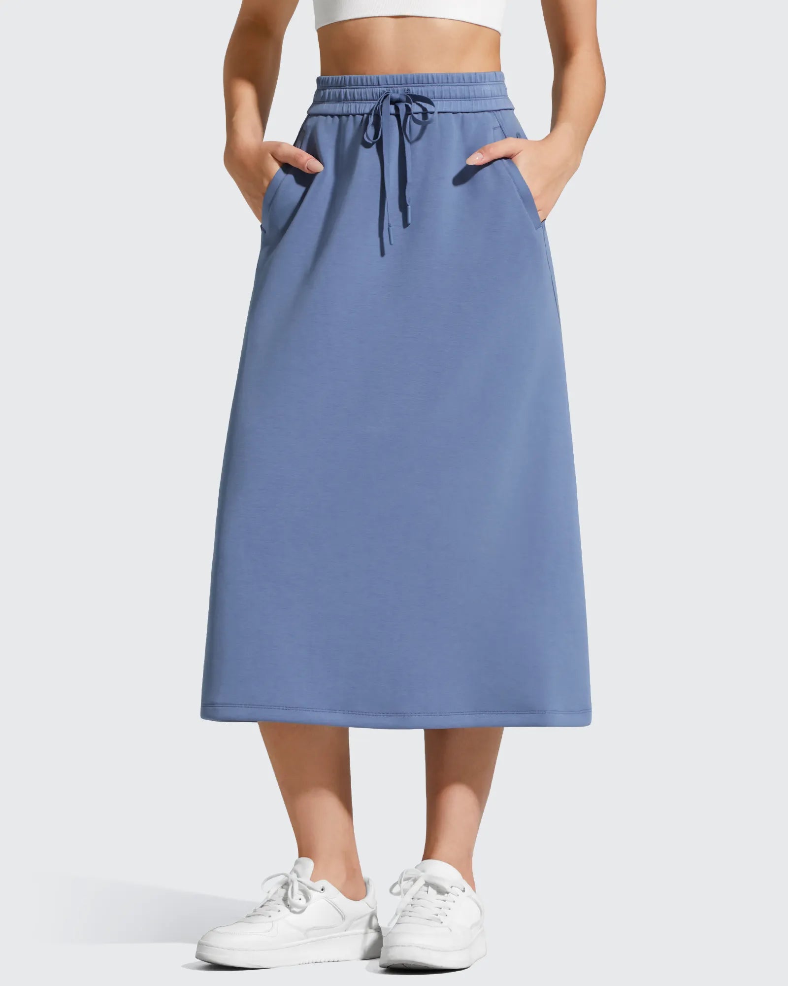 Elegant A-Line Maxi Skirt with Drawstring Waist | Comfortable Long Skirts for Women