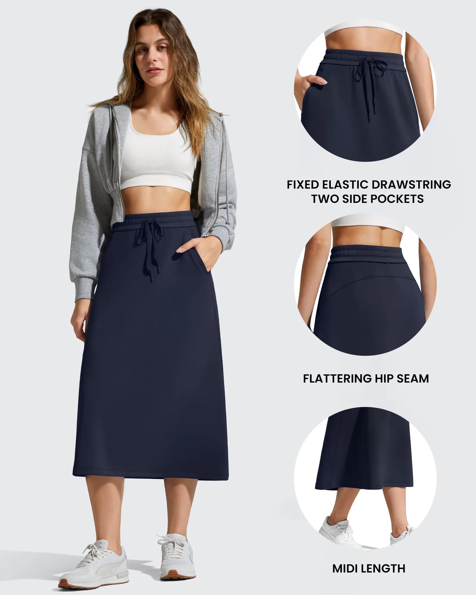 Elegant A-Line Maxi Skirt with Drawstring Waist | Comfortable Long Skirts for Women