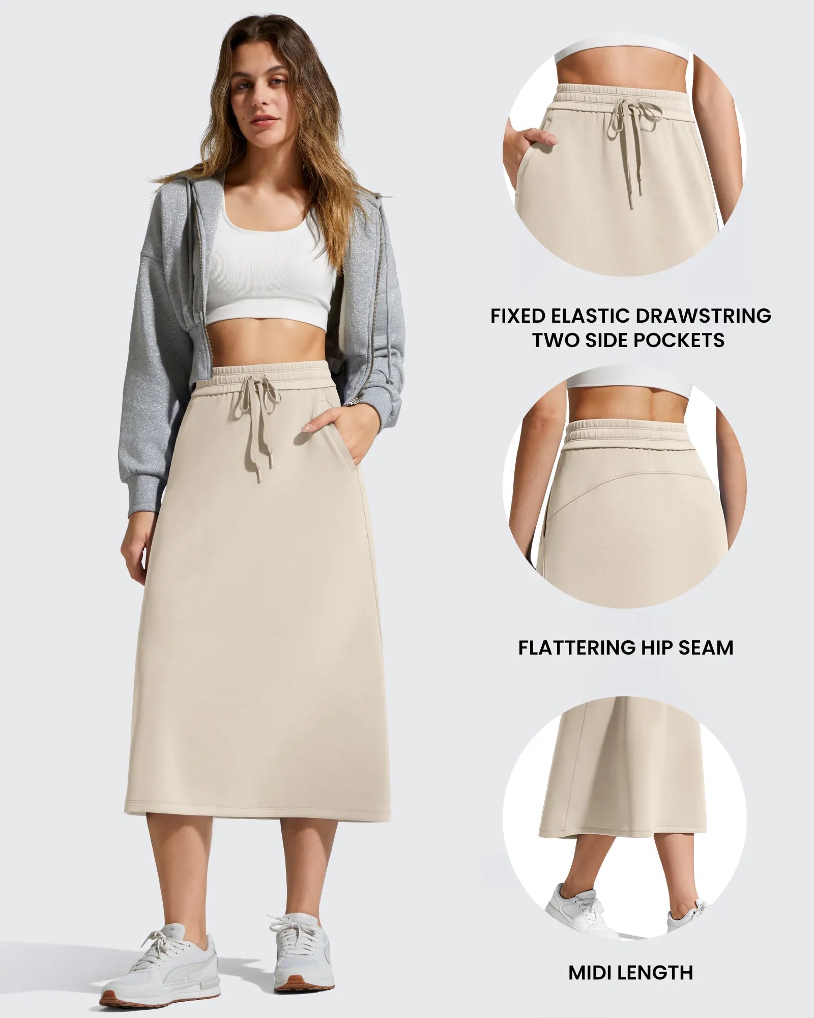 Elegant A-Line Maxi Skirt with Drawstring Waist | Comfortable Long Skirts for Women