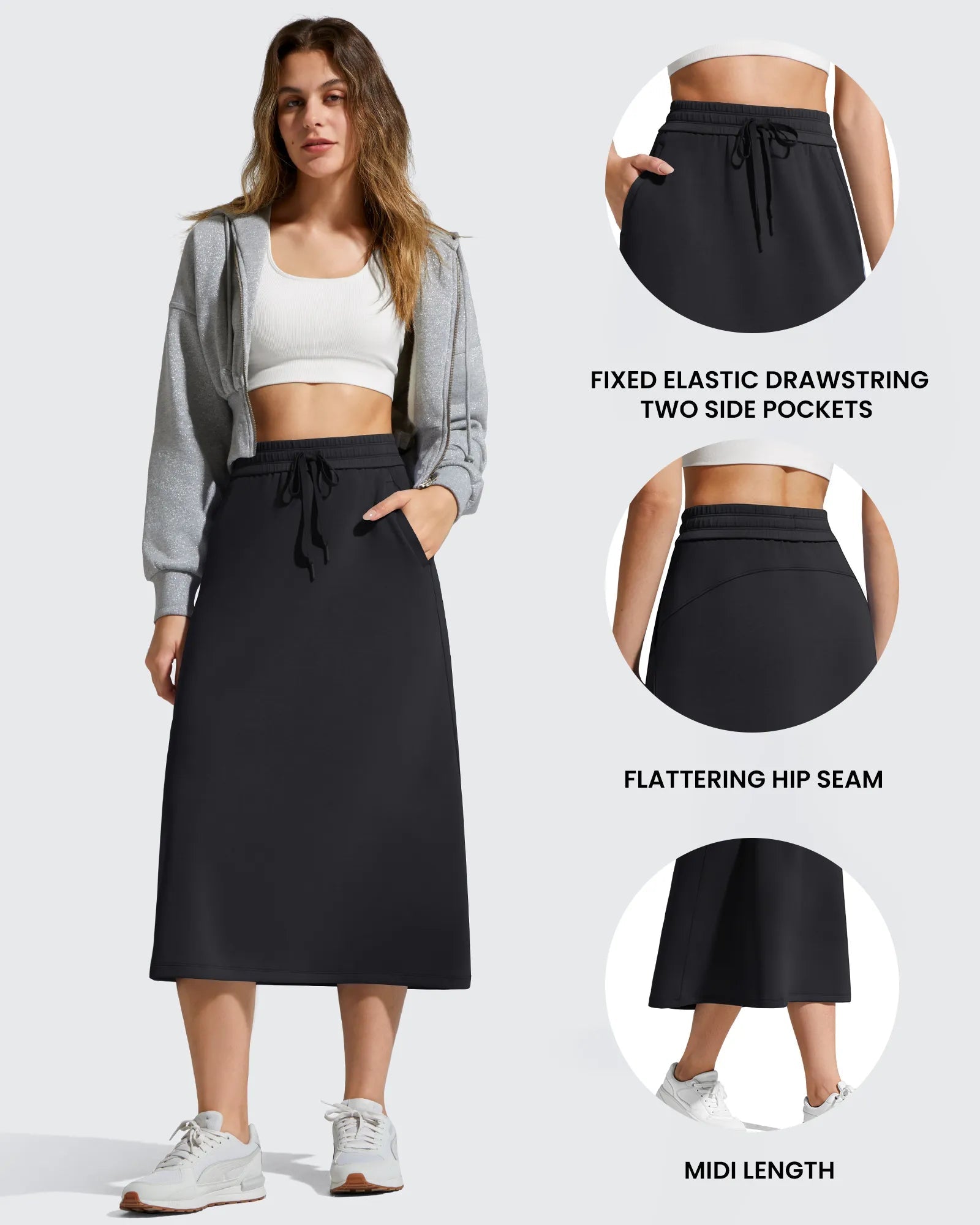 Elegant A-Line Maxi Skirt with Drawstring Waist | Comfortable Long Skirts for Women