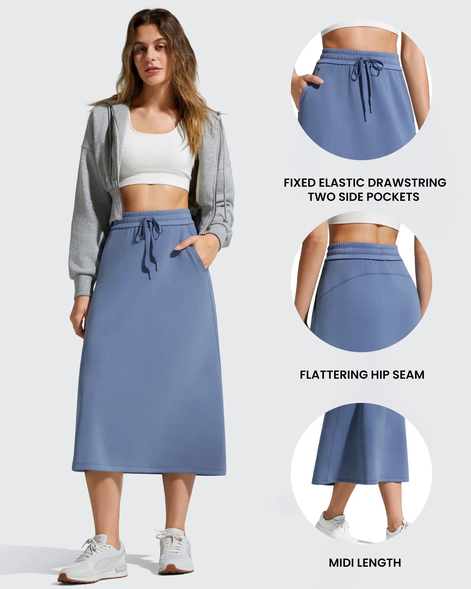 Elegant A-Line Maxi Skirt with Drawstring Waist | Comfortable Long Skirts for Women