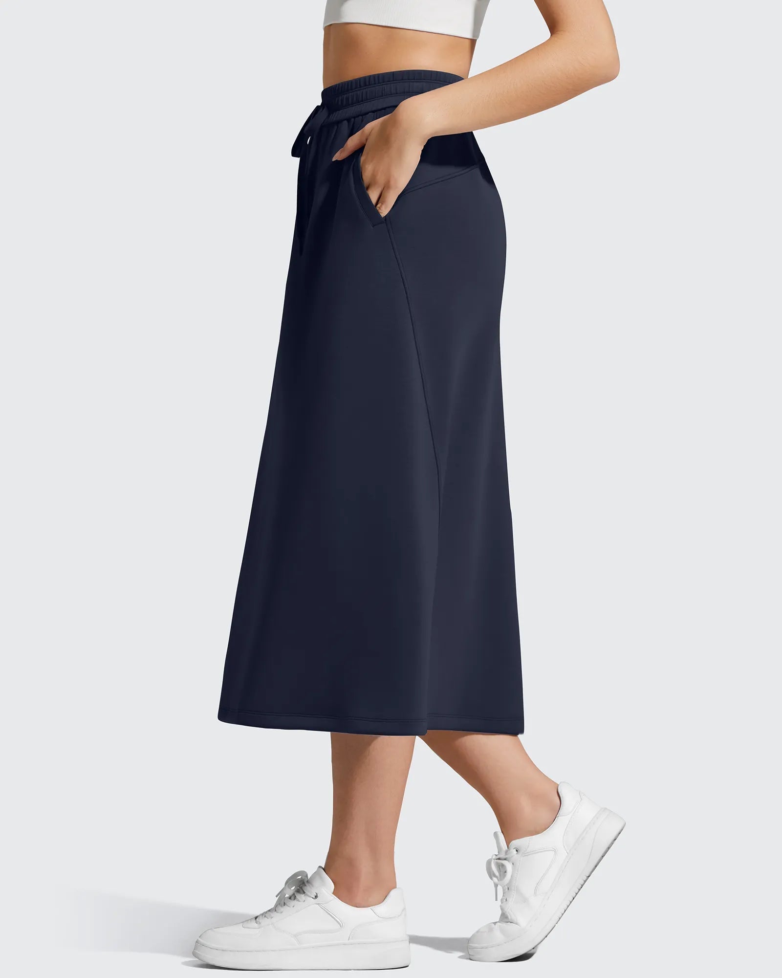 Elegant A-Line Maxi Skirt with Drawstring Waist | Comfortable Long Skirts for Women