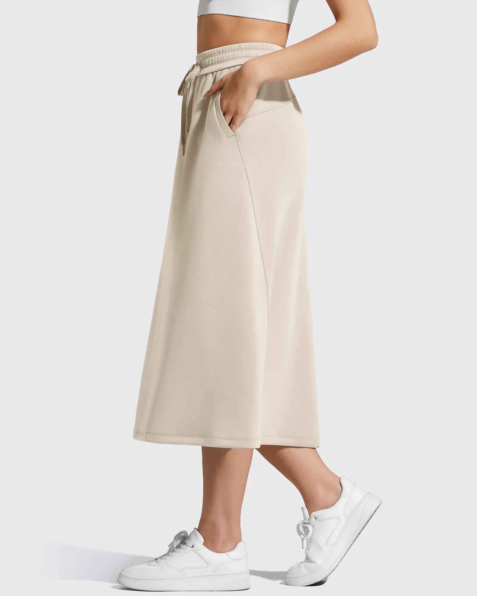 Elegant A-Line Maxi Skirt with Drawstring Waist | Comfortable Long Skirts for Women