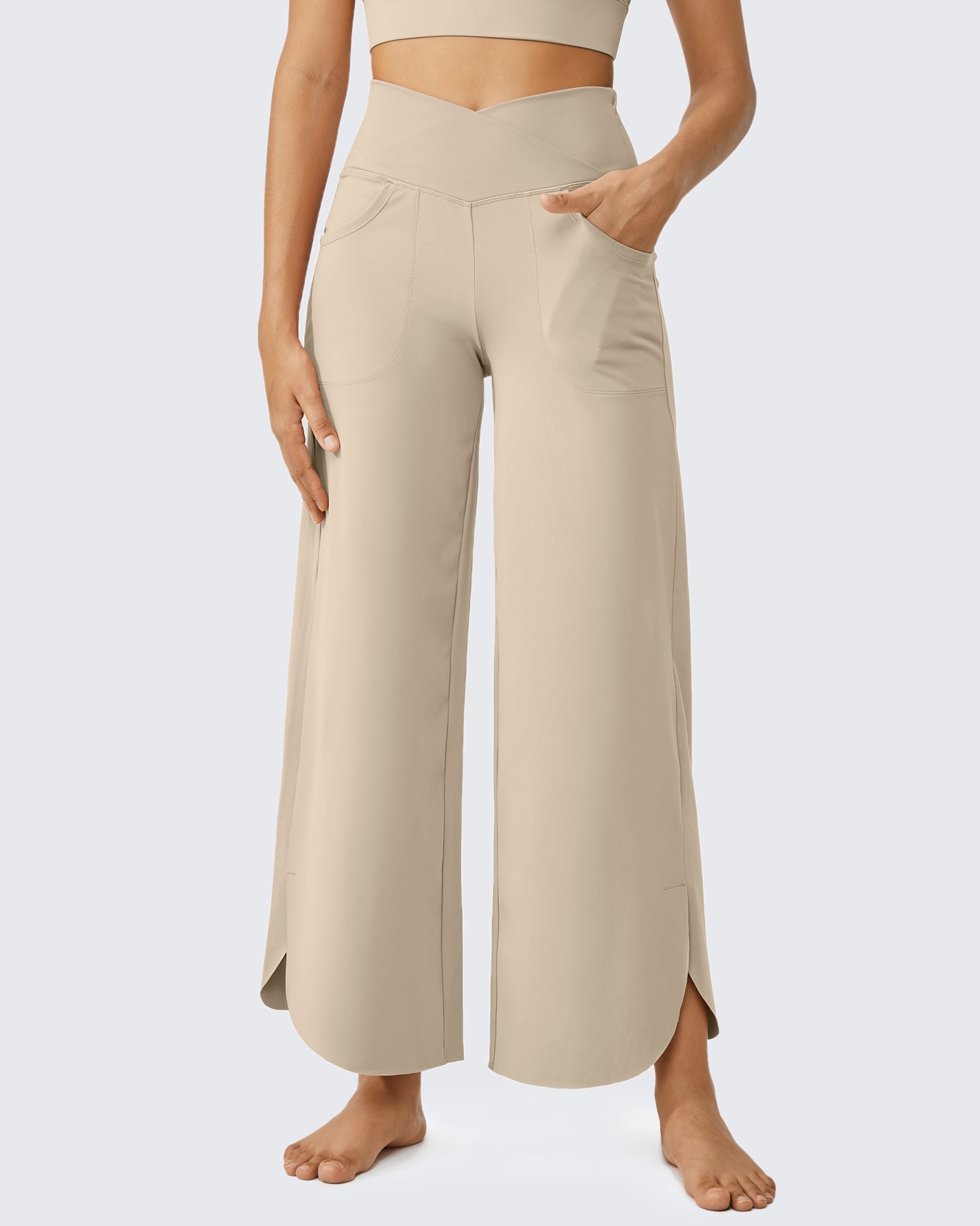 EverGoing | Wide Leg Capri Pants with Crossover High-Rise | Flattering Fit for Comfort and Style