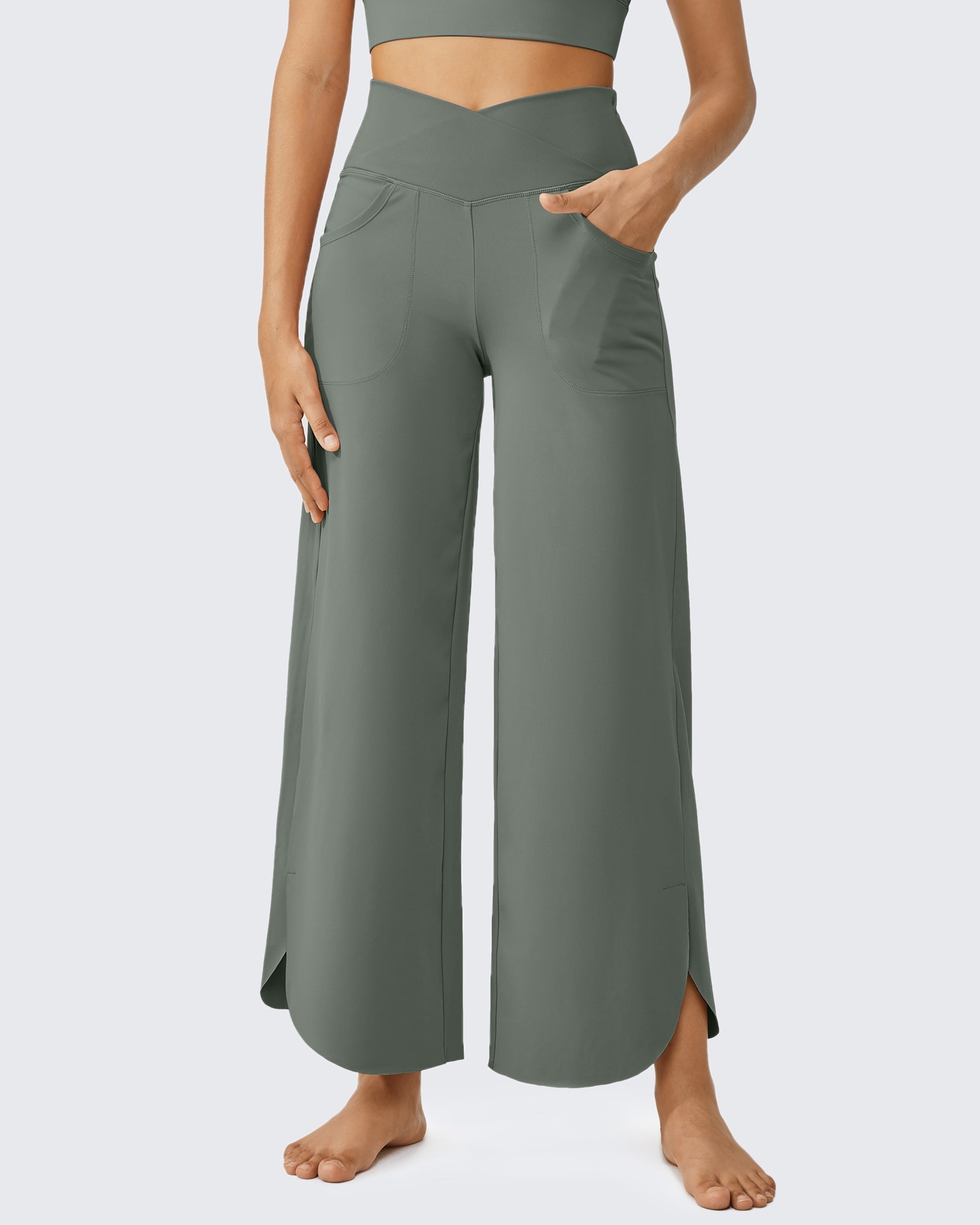 EverGoing | Wide Leg Capri Pants with Crossover High-Rise | Flattering Fit for Comfort and Style