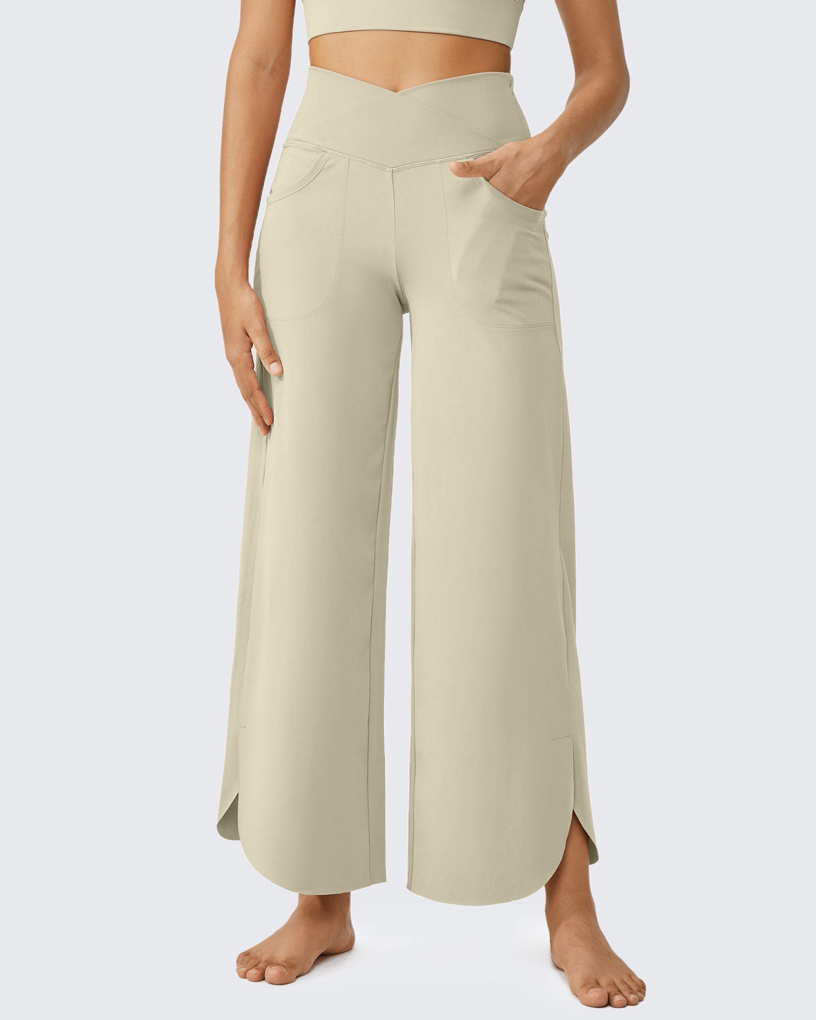 EverGoing | Wide Leg Capri Pants with Crossover High-Rise | Flattering Fit for Comfort and Style