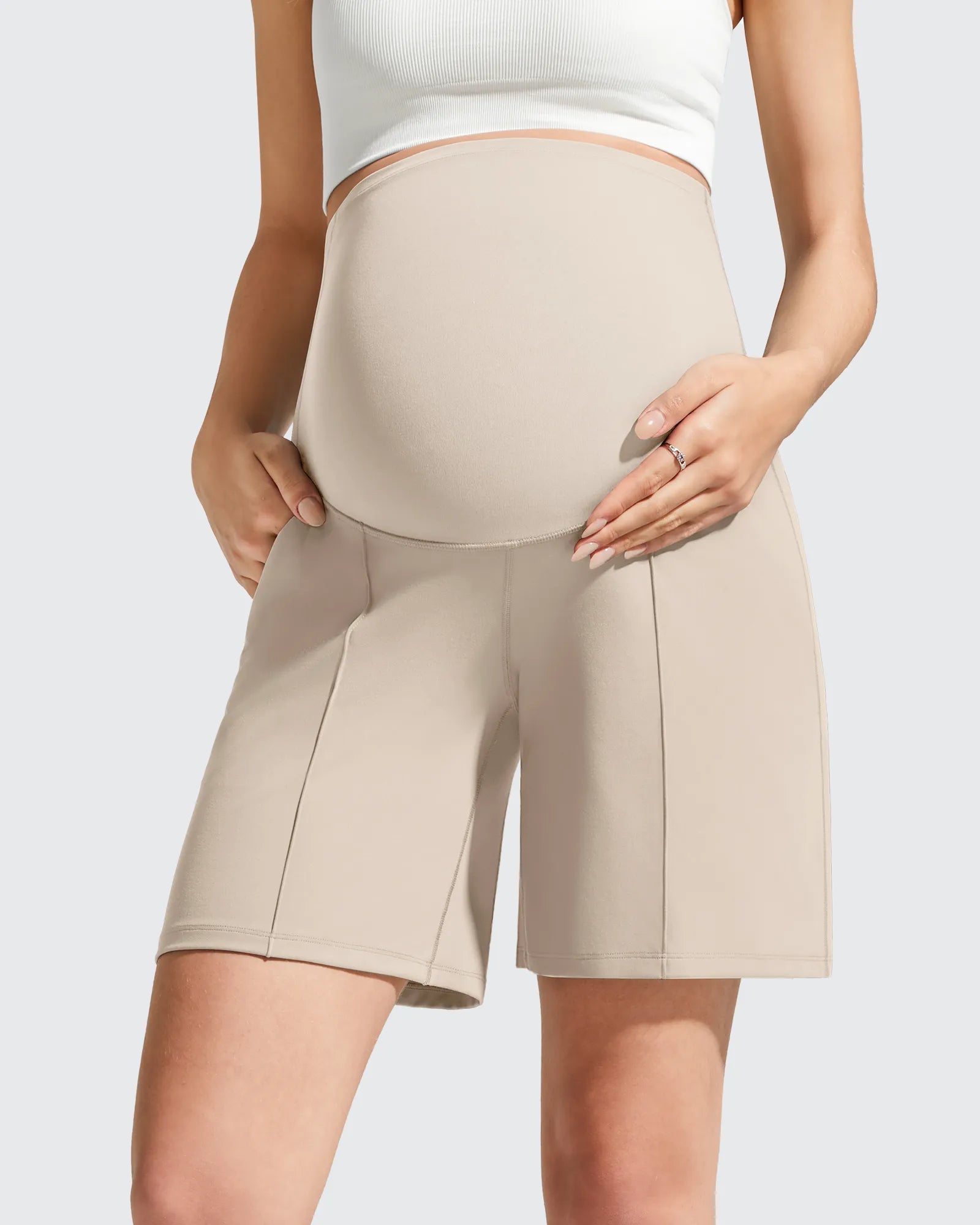 Evergoing | Maternity Shorts with Front Pleats & Pockets | Comfortable Fit for Growing Belly