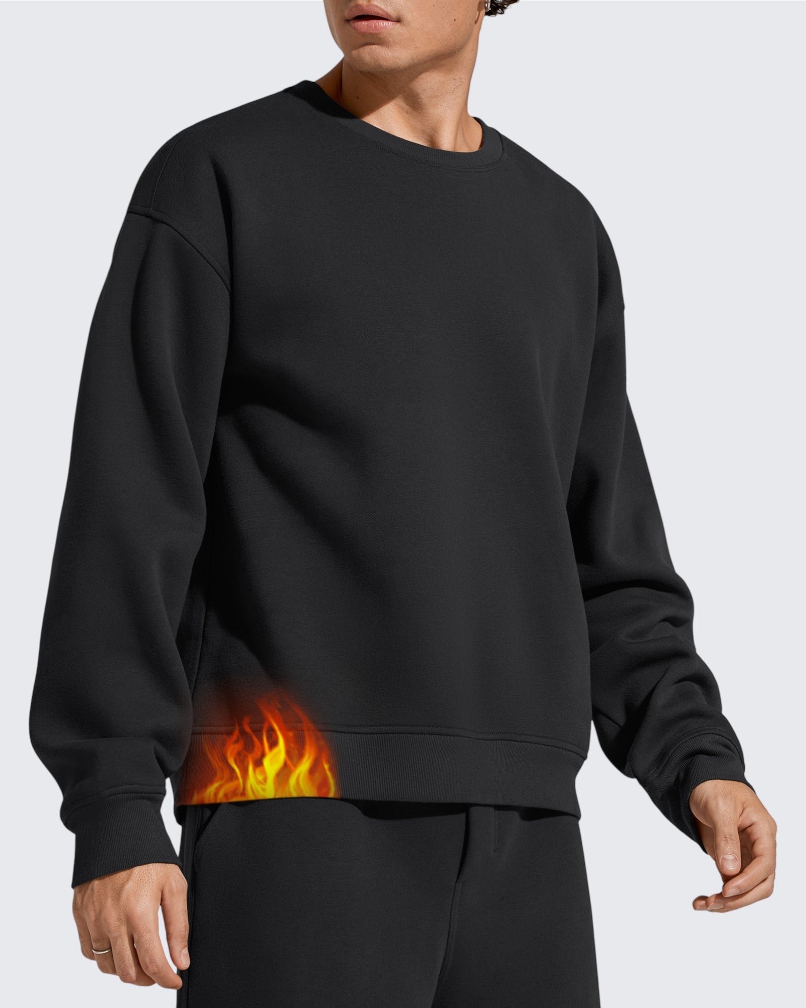 Flurrylux | Men's Cotton Fleece Lined Crewneck Pullover with Dual-Layer Design | Warmth Without Overheating