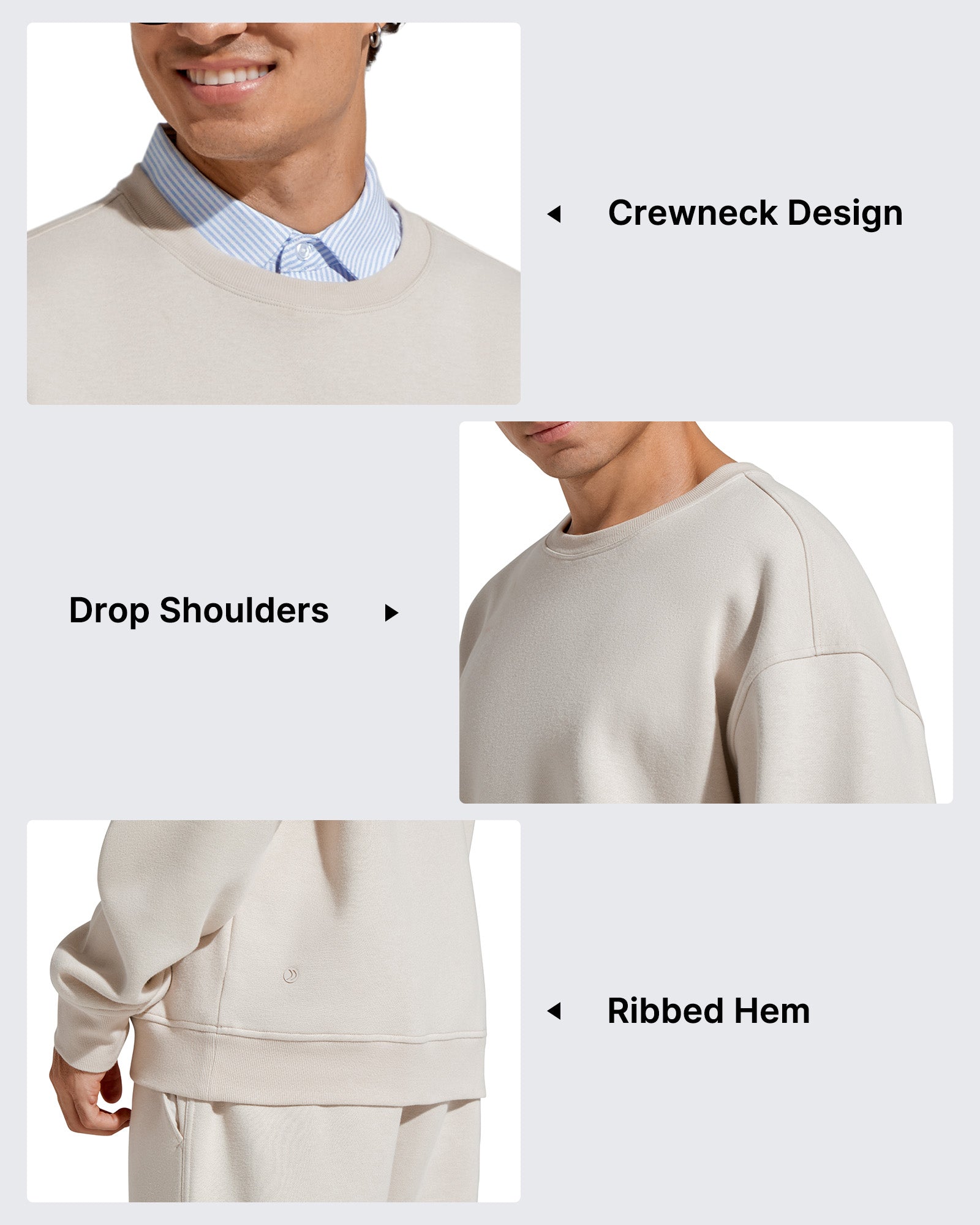 Flurrylux | Men's Cotton Fleece Lined Crewneck Pullover with Dual-Layer Design | Warmth Without Overheating