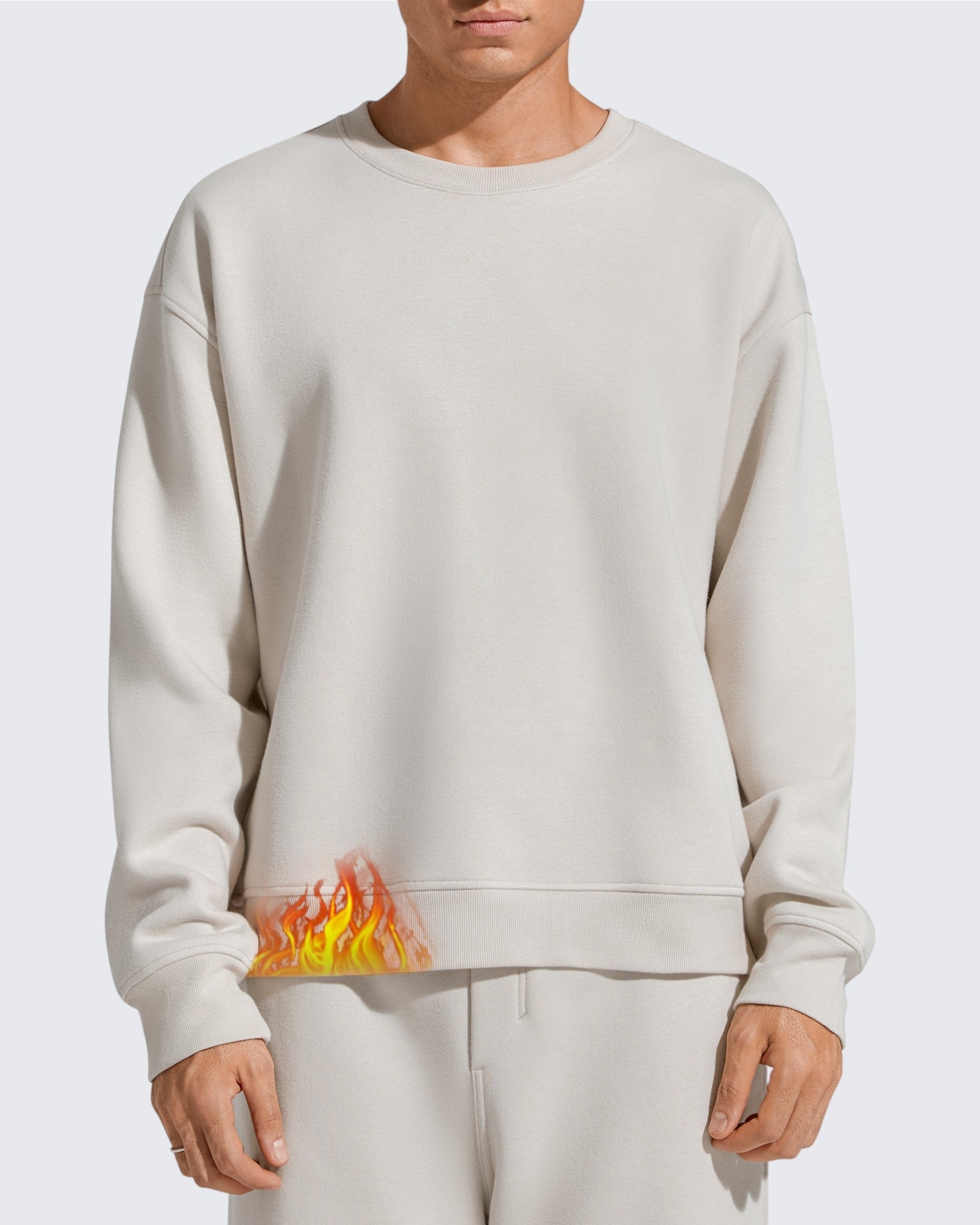 Flurrylux | Men's Cotton Fleece Lined Crewneck Pullover with Dual-Layer Design | Warmth Without Overheating