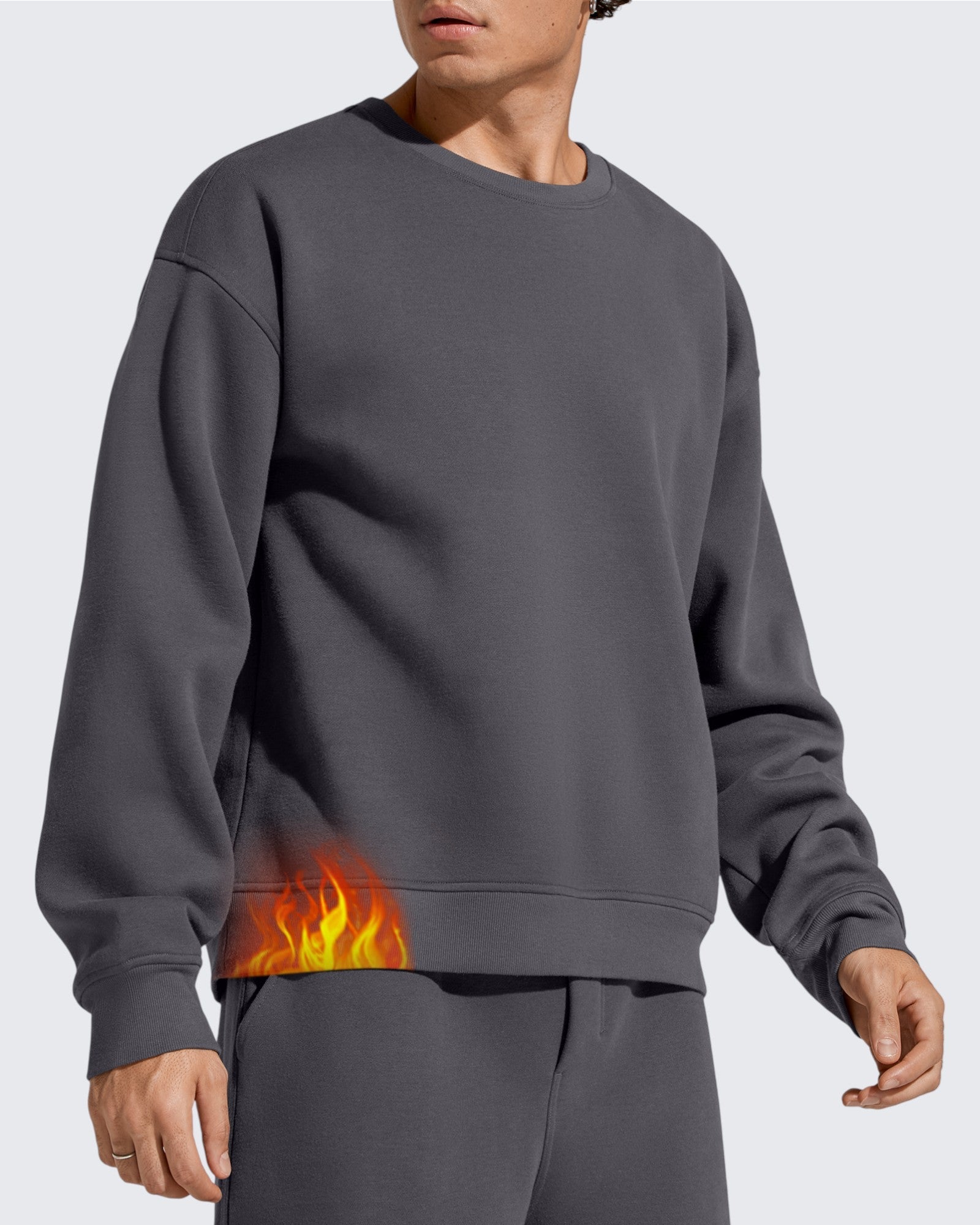 Flurrylux | Men's Cotton Fleece Lined Crewneck Pullover with Dual-Layer Design | Warmth Without Overheating