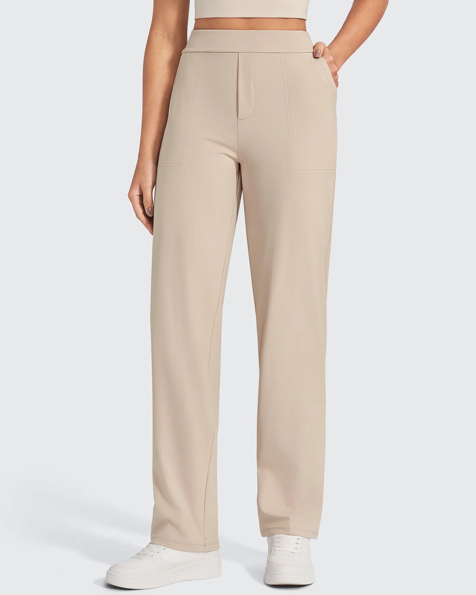 High-Waisted Dress Pants | Breathable Stretch Fabric for All-Day Comfort