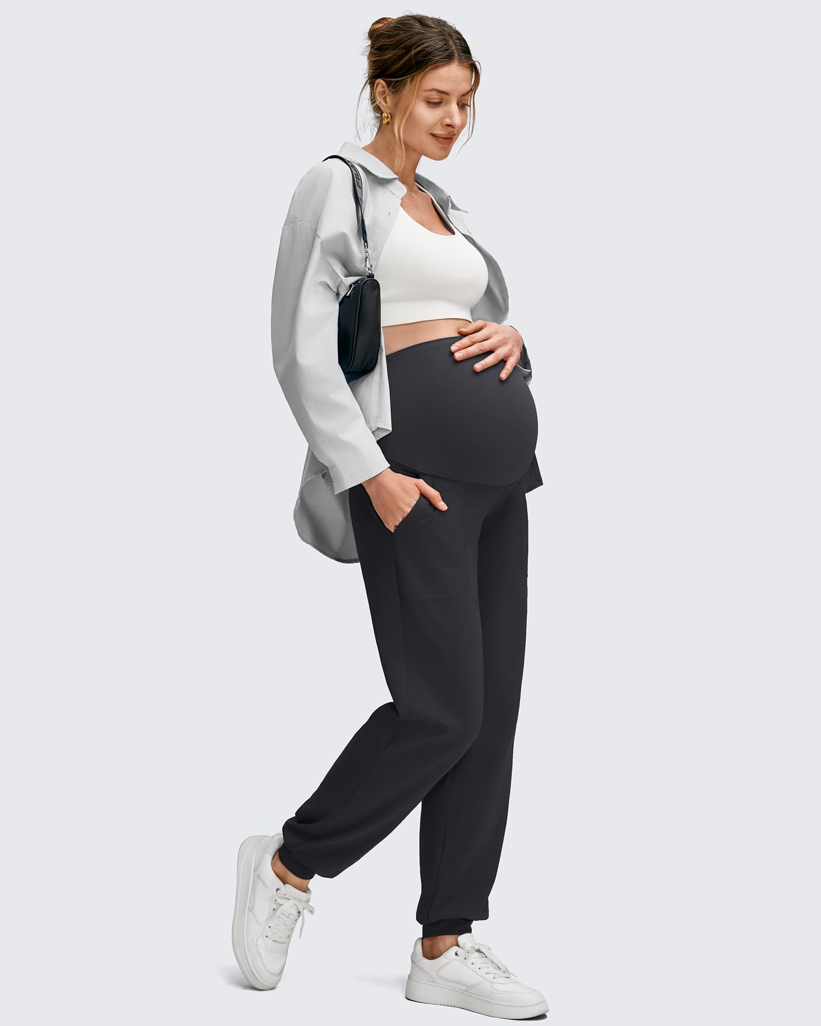 Maternity Joggers | Over-The-Belly Support Sweatpants with Stretchy Comfort | Perfect for All-Day Wear
