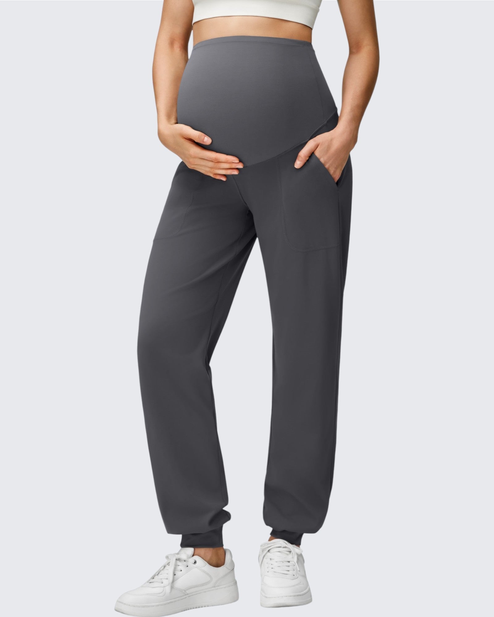 Maternity Joggers | Over-The-Belly Support Sweatpants with Stretchy Comfort | Perfect for All-Day Wear
