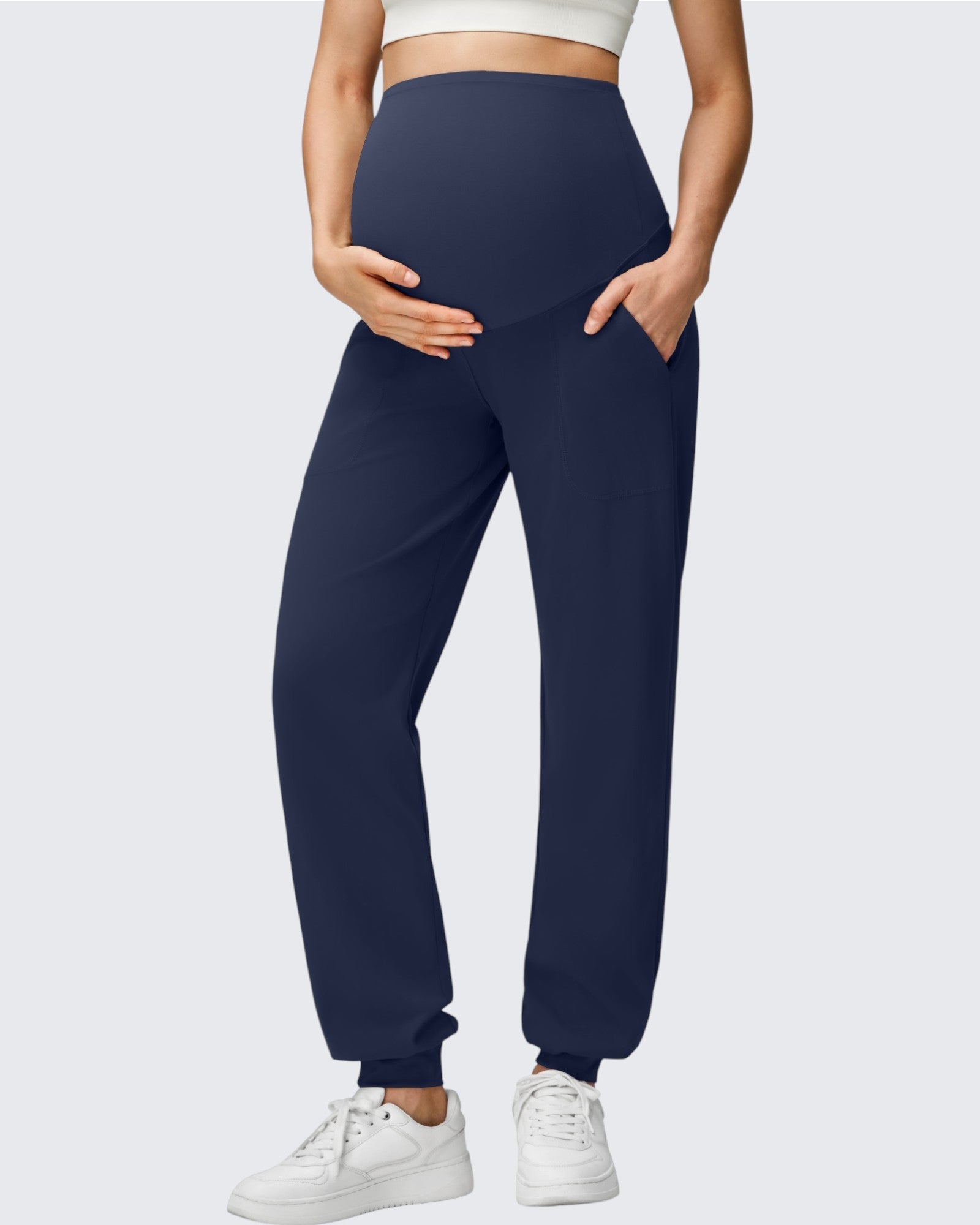Maternity Joggers | Over-The-Belly Support Sweatpants with Stretchy Comfort | Perfect for All-Day Wear
