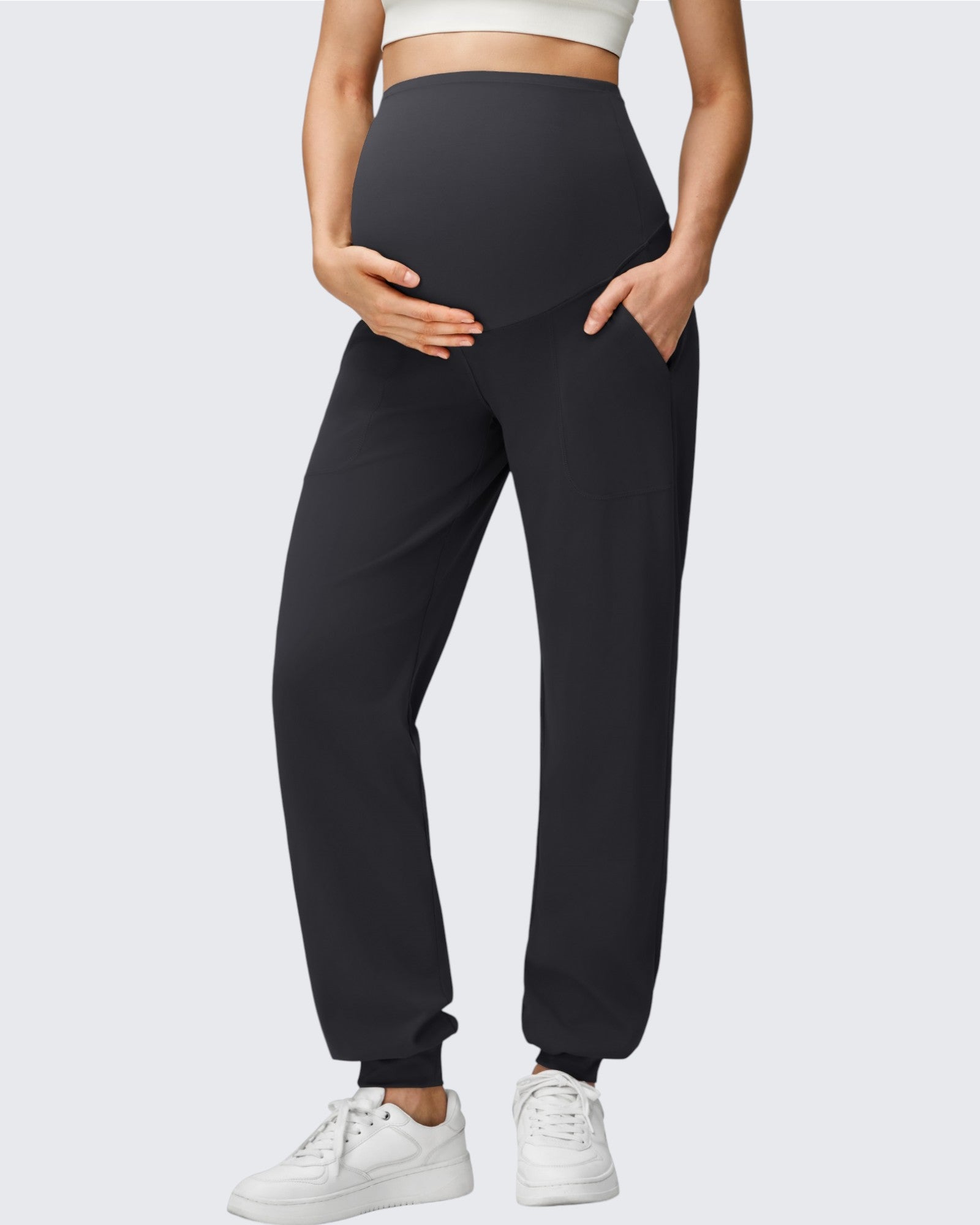 Maternity Joggers | Soft Stretchy Sweatpants with Over-The-Belly Support | Comfortable Fit for Active Moms