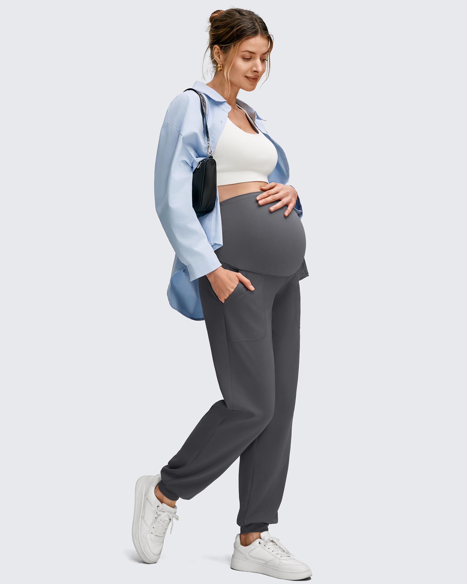 Maternity Joggers | Soft Stretchy Sweatpants with Over-The-Belly Support | Comfortable Fit for Active Moms